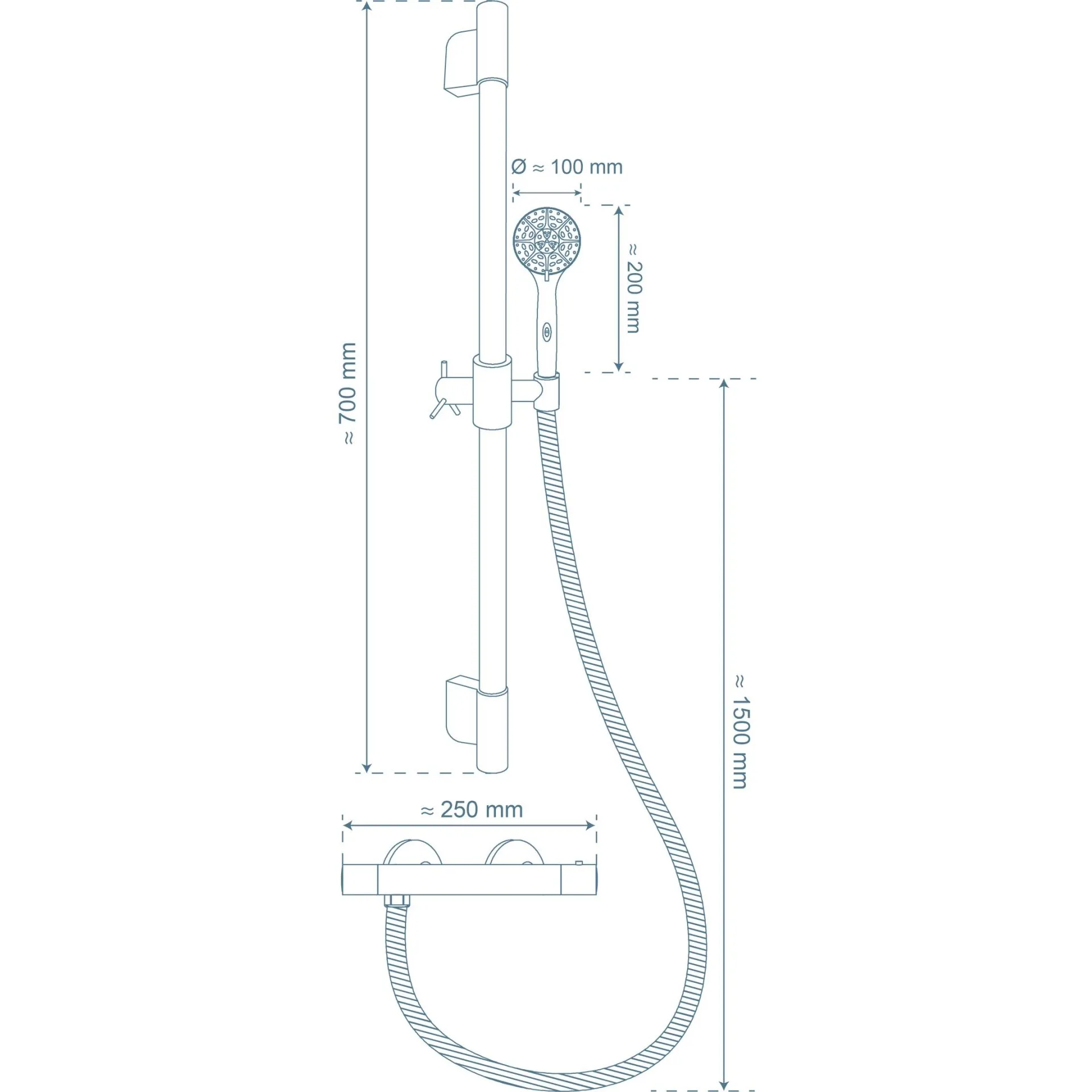 SCHÜTTE AQUA Stangenbrauseset, Chrom, mit Duschthermostat