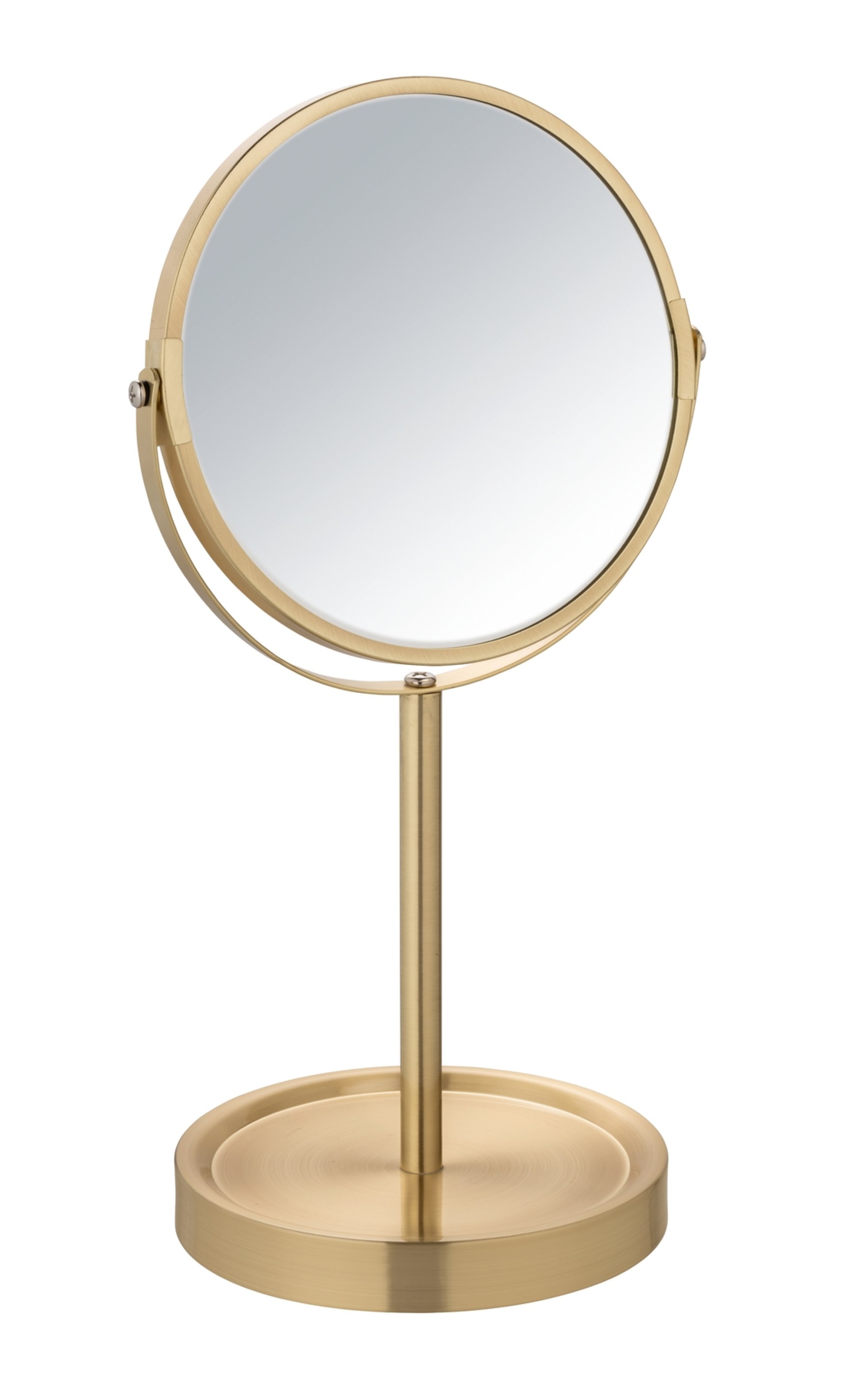 WENKO ALATA Kosmetikspiegel Ø 17 cm, Gold, mit 3-fach Vergrößerung, stehend