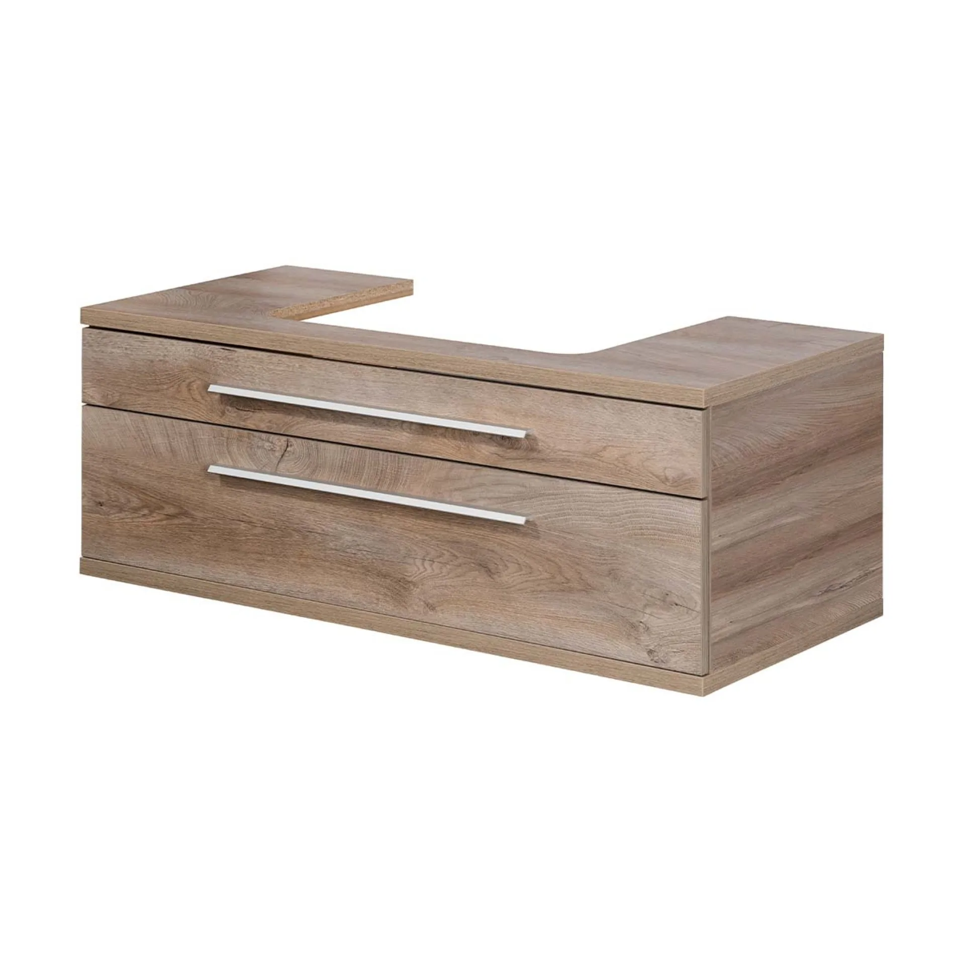 FACKELMANN STANFORD Waschbeckenunterschrank 110 cm breit, Braun hell, mit Beckenausschnitt