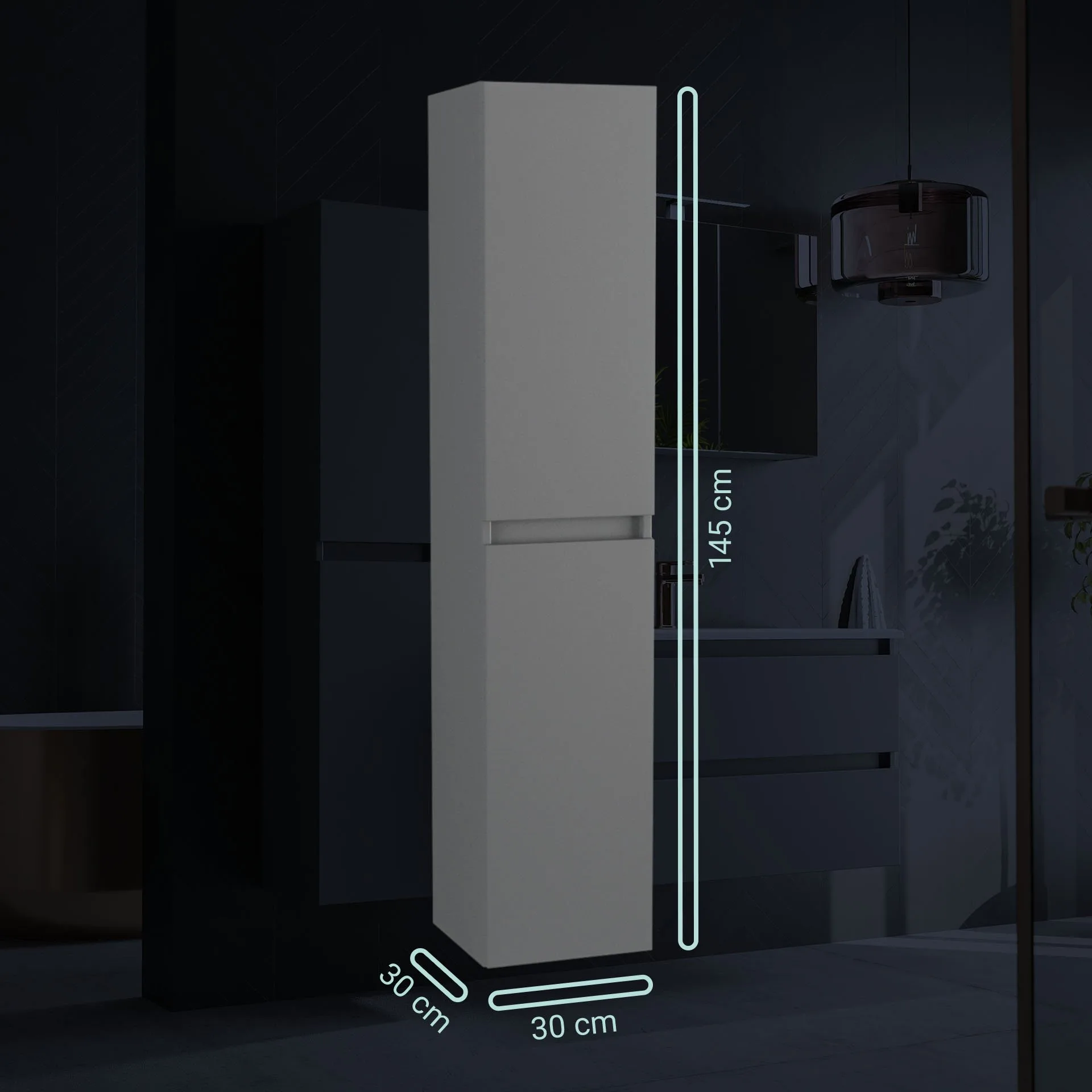 BADEDU GERS Hochschrank 30 cm breit, Grau