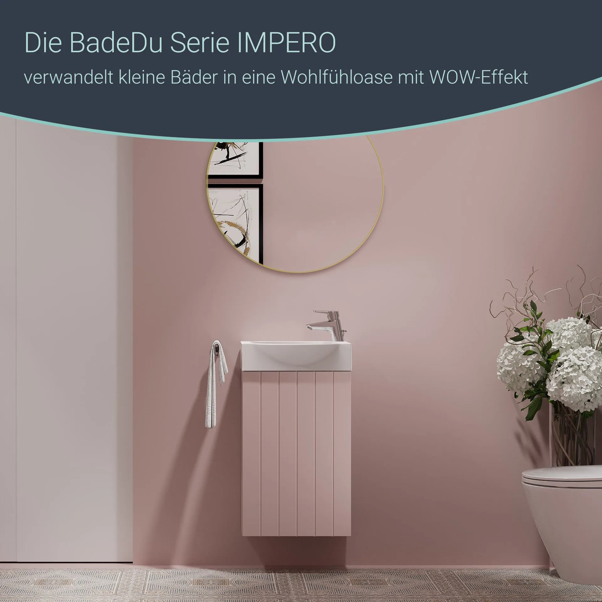 BADEDU IMPERO Spiegel Ø 80 cm, Gold, rund