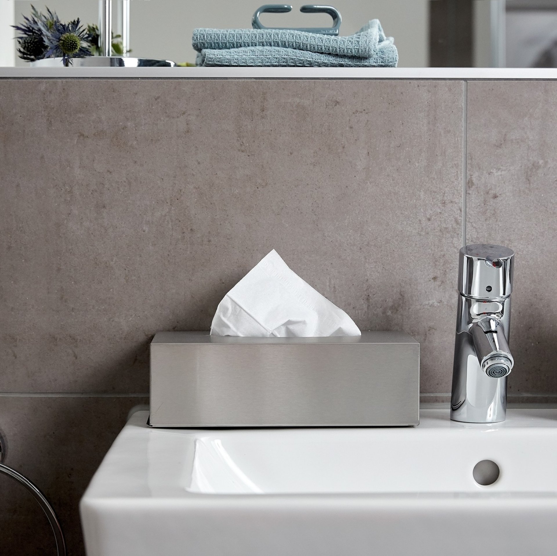 WENKO Kosmetiktücherbox, Silber, Edelstahl rostfrei