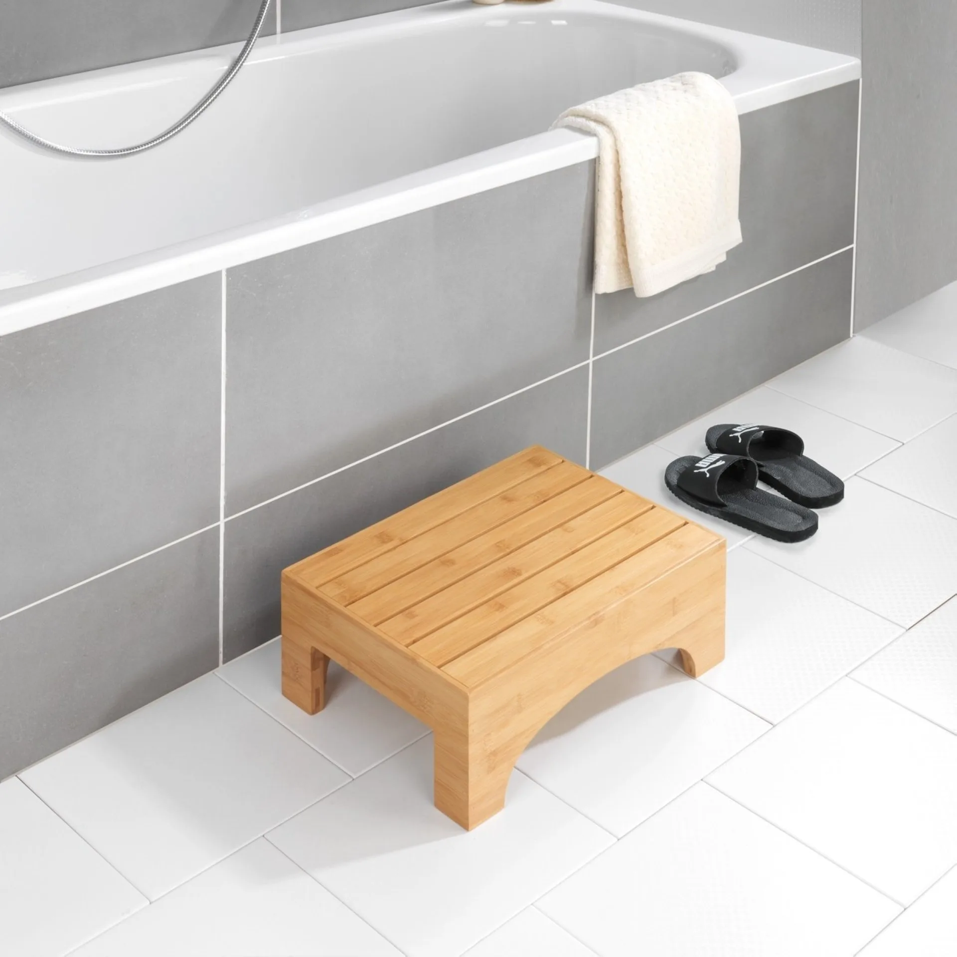 WENKO BAMBUSA Tritthocker, Braun, aus Bambus
