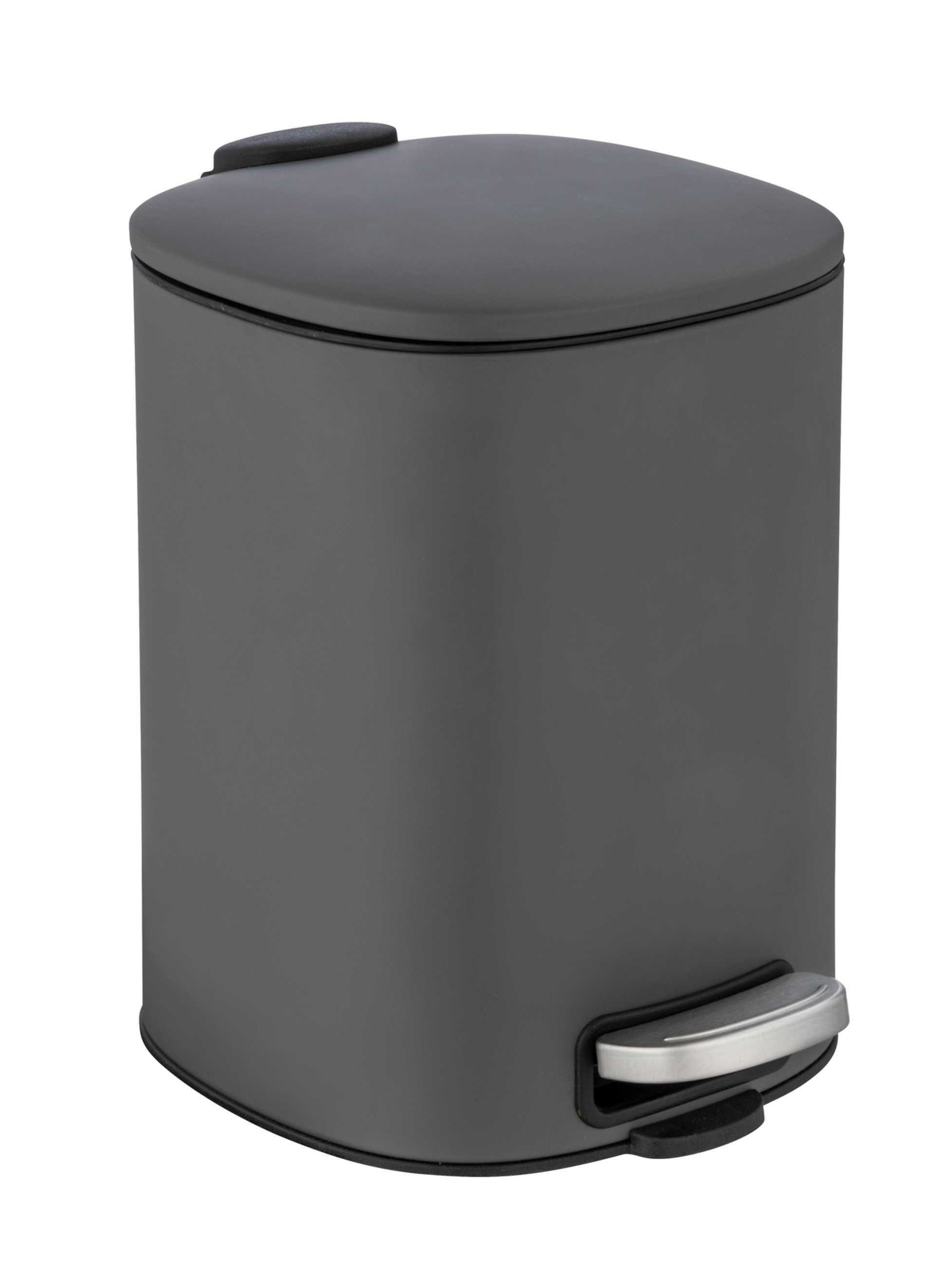 WENKO ALASSIO Kosmetikeimer 5 Liter, Grau, Edelstahl, mit Absenkautomatik