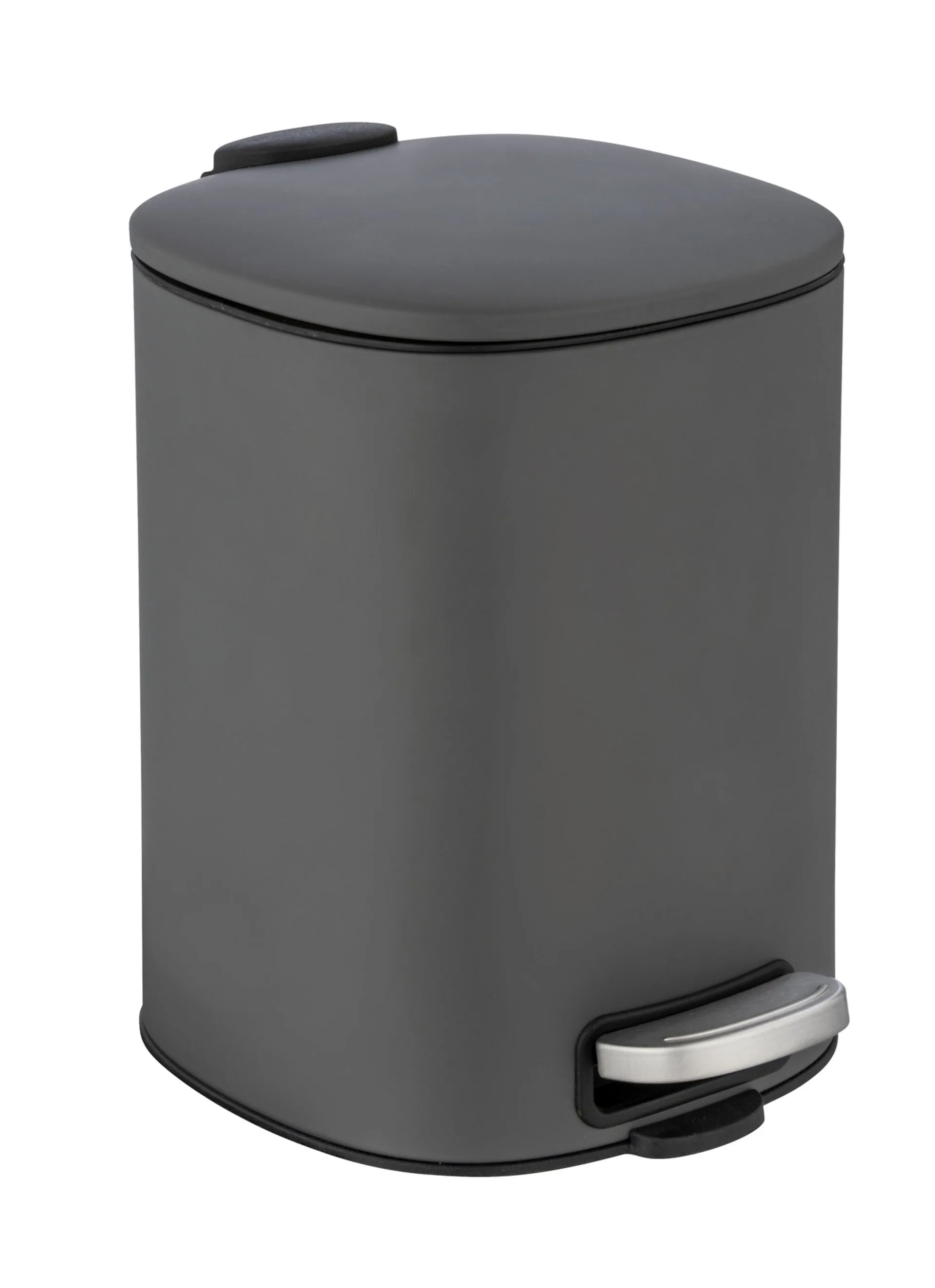 WENKO ALASSIO Kosmetikeimer 5 Liter, Grau, Edelstahl, mit Absenkautomatik