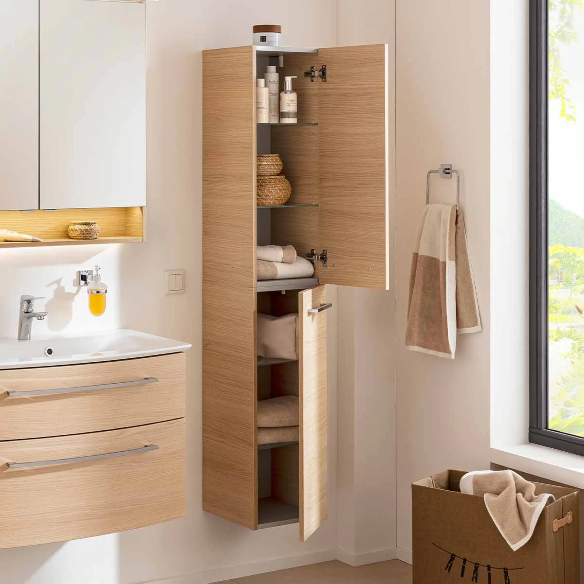 FACKELMANN B.STYLE Hochschrank 30 cm breit, Braun, Türanschlag rechts