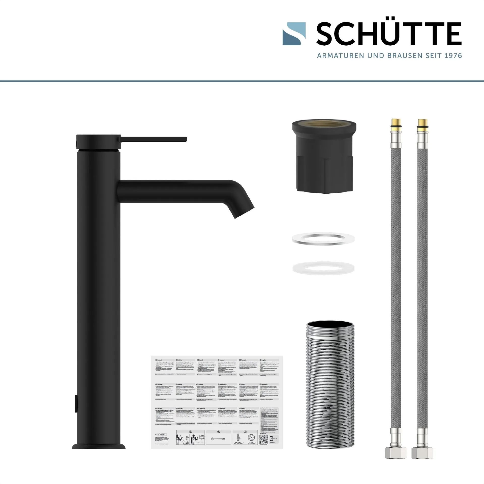 SCHÜTTE LOS ANGELES Waschtischarmatur, Schwarz matt, für Aufsatzwaschbecken