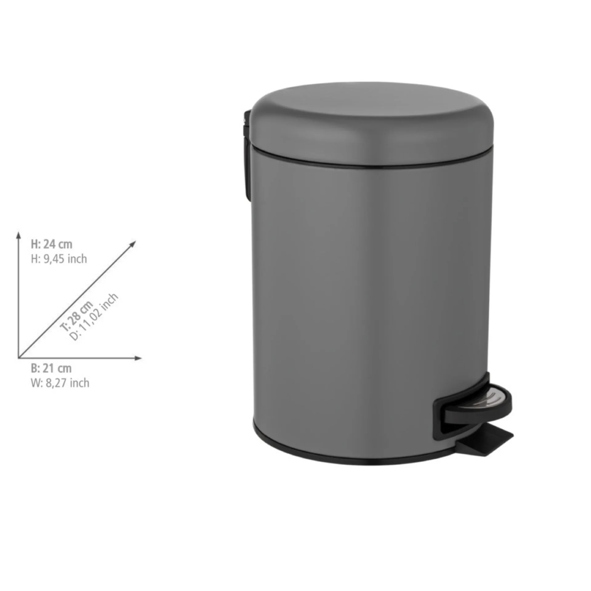 WENKO LEMAN Kosmetikeimer 5 Liter, Grau
