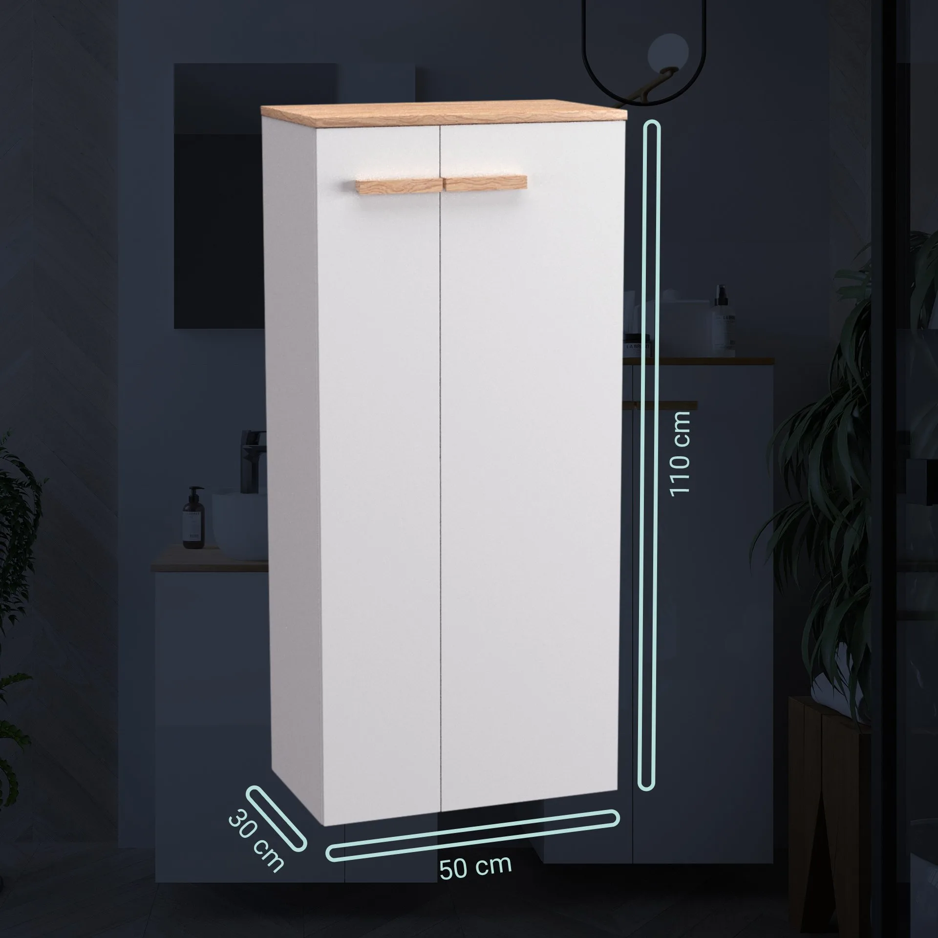 BADEDU HIERA Midischrank 50 cm breit, Weiß