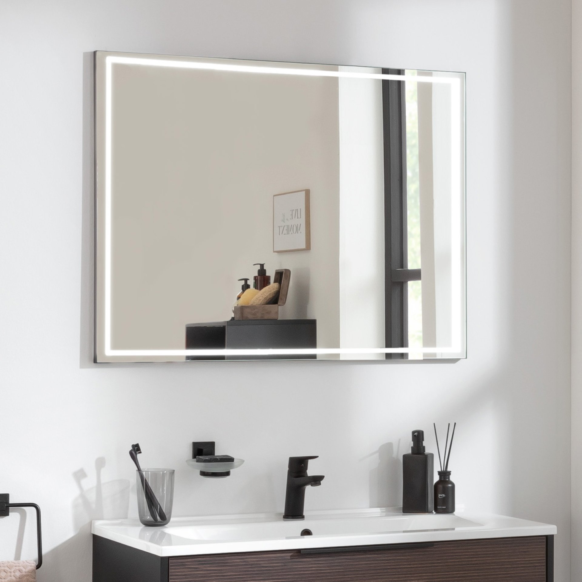 FACKELMANN B.PARIS LED Spiegel 70 cm breit, Schwarz