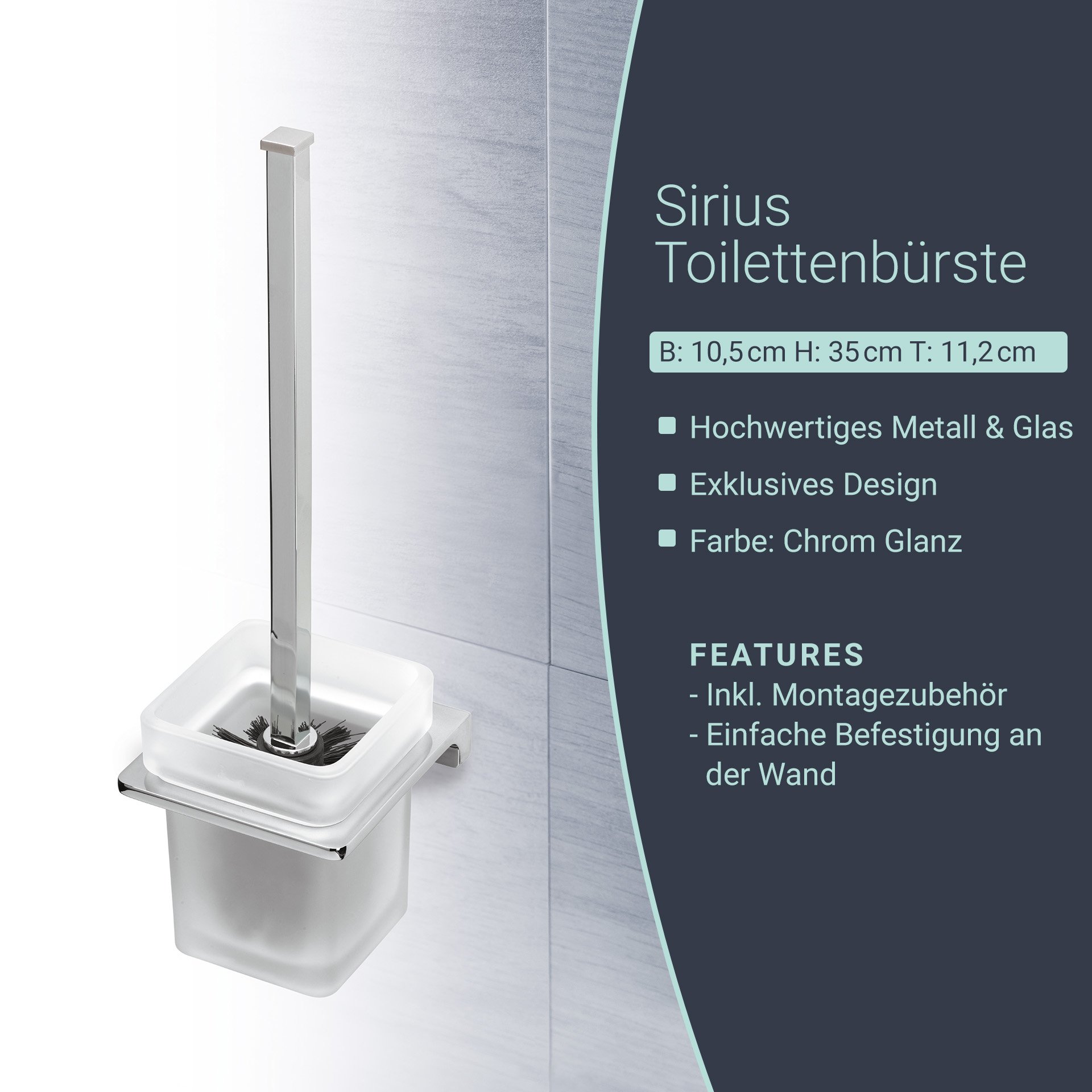 BadeDu SIRIUS Toilettenbürste mit Halter Chrom