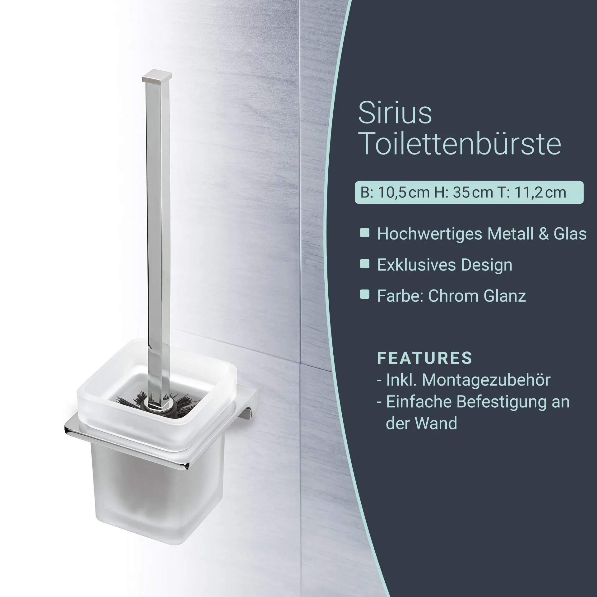 BadeDu SIRIUS Toilettenbürste mit Halter Chrom