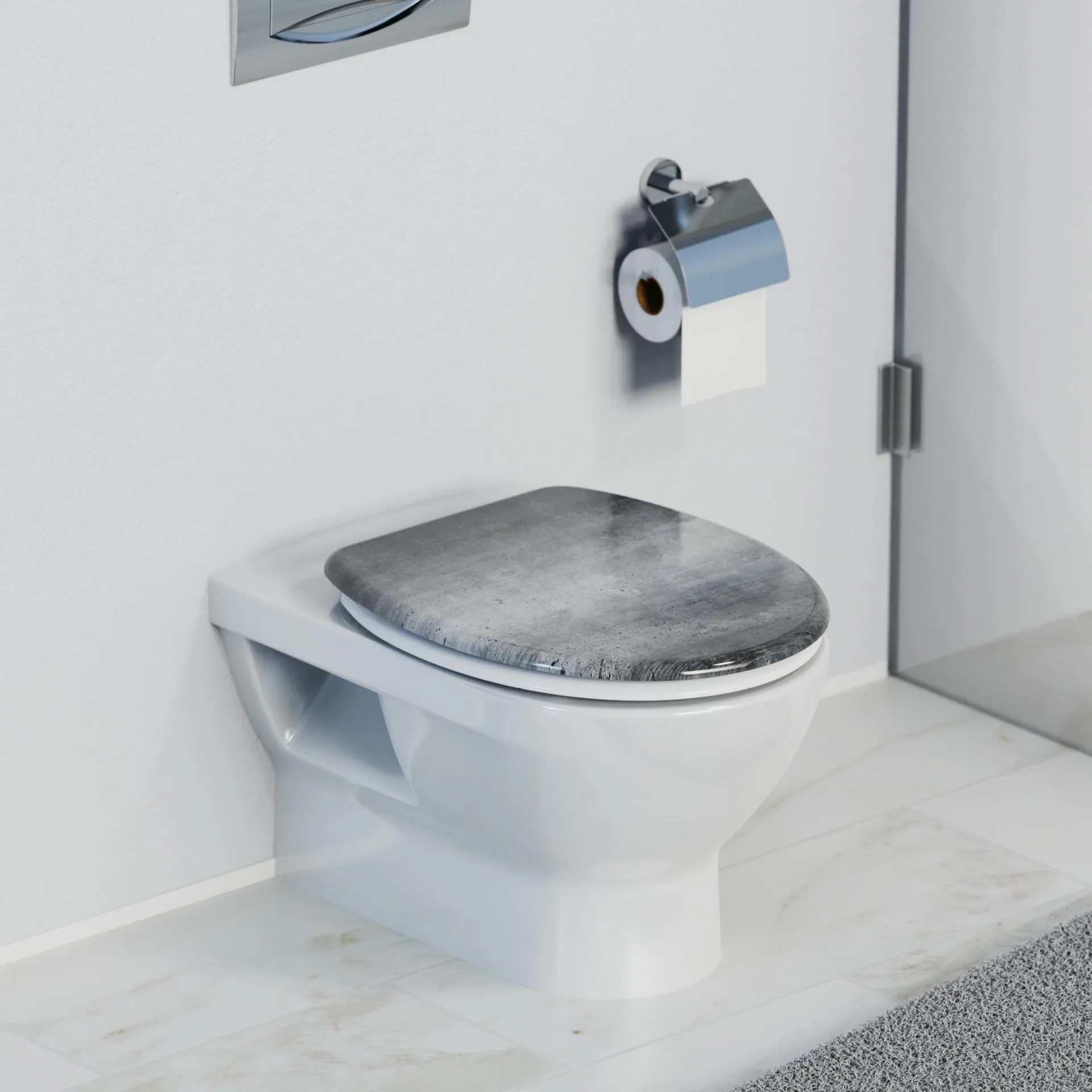 SCHÜTTE INDUSTRIAL GREY WC-Sitz, Kunststoff, mit Absenkautomatik