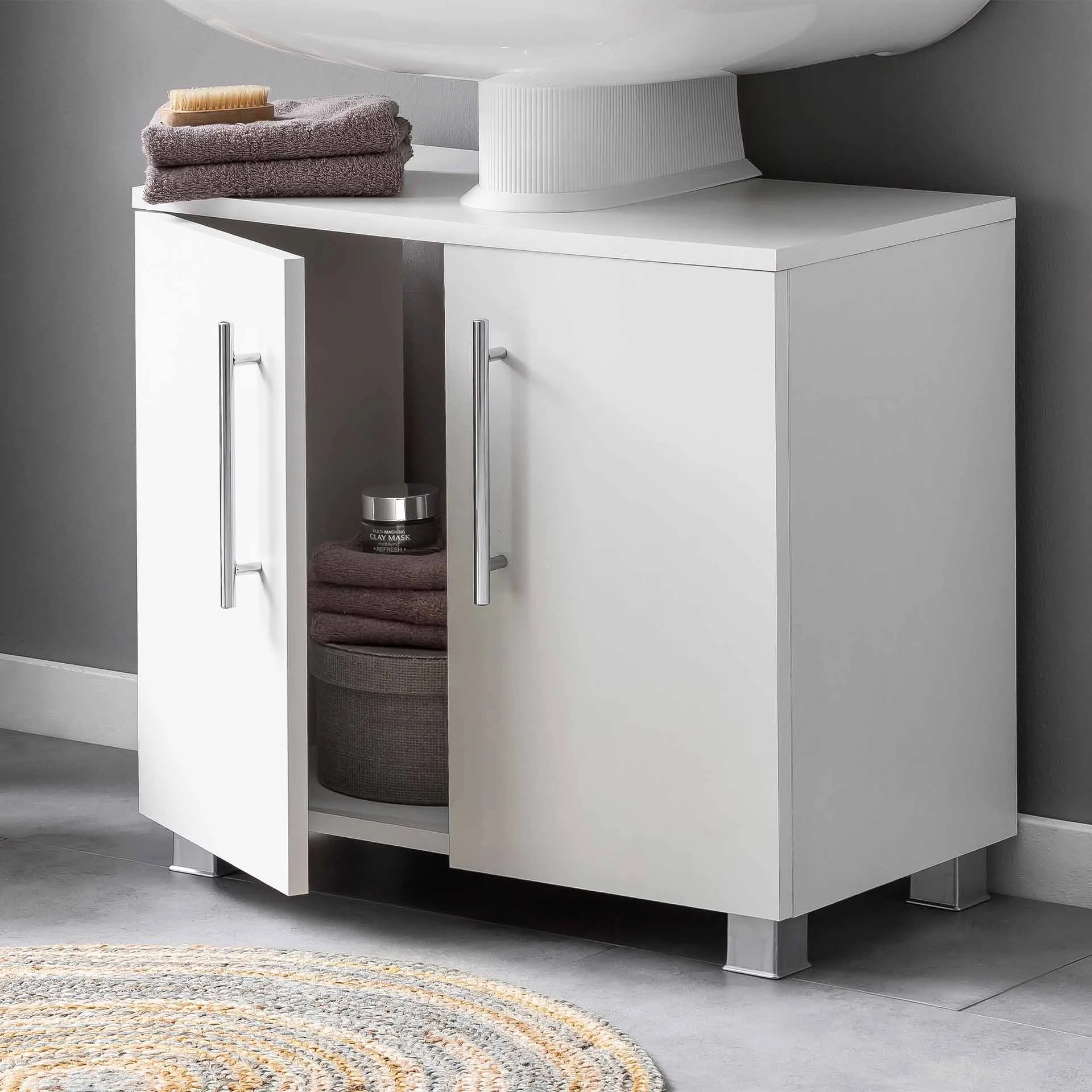 BadeDu CHER Waschbeckenunterschrank 61 cm breit, Weiß