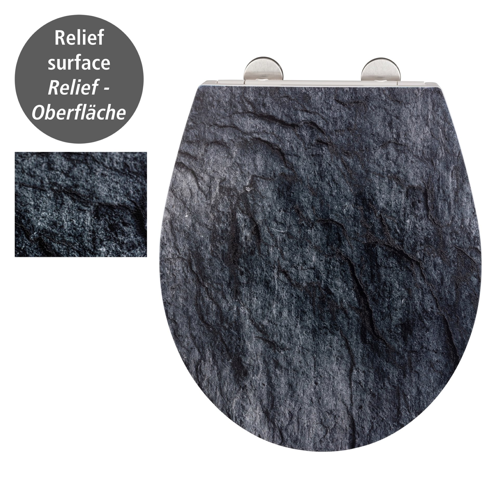WENKO SLATE ROCK WC-Sitz, Grau, mit Absenkautomatik