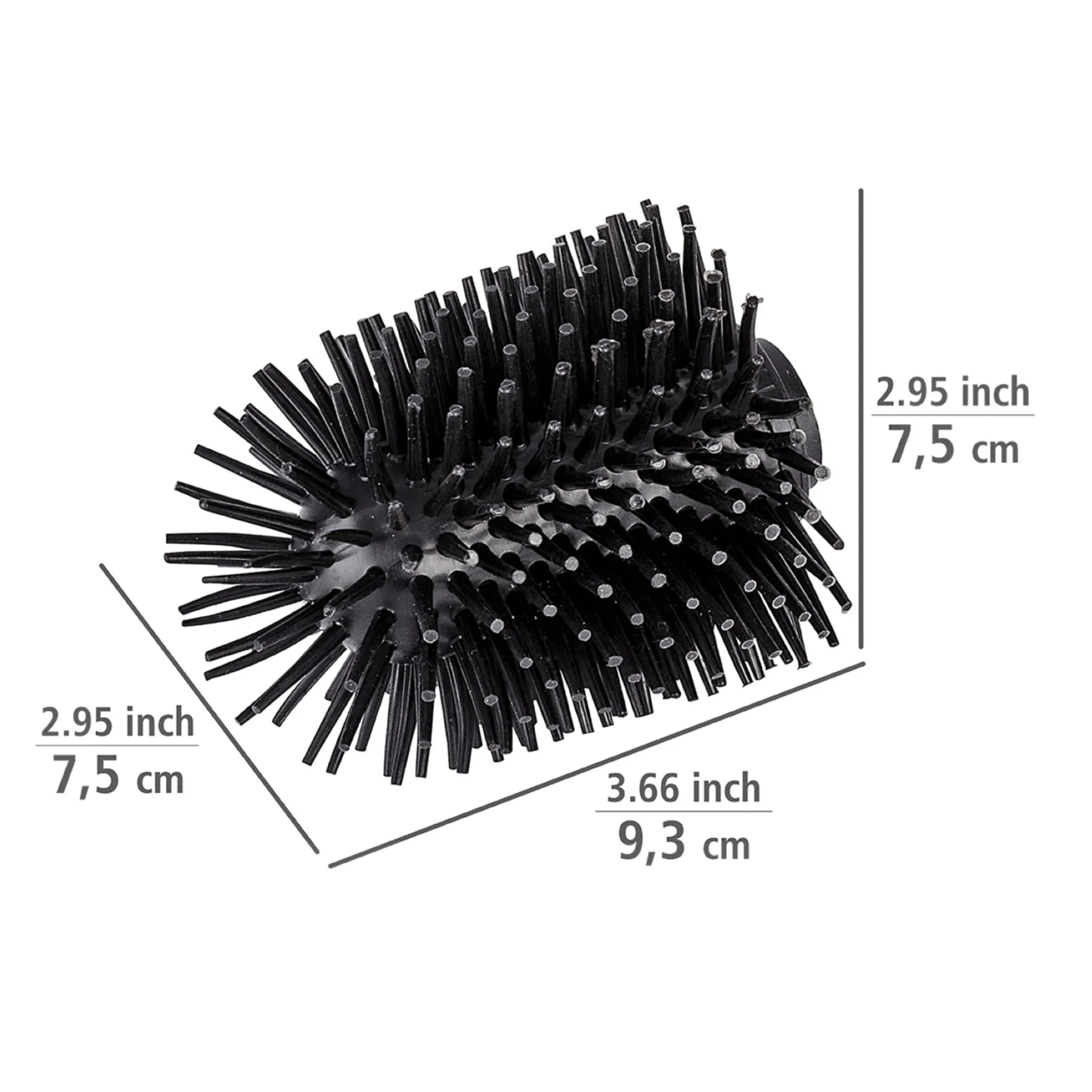 WENKO Ersatzbürstenkopf Ø 7,5 cm, 4er Set, Schwarz, Silikon