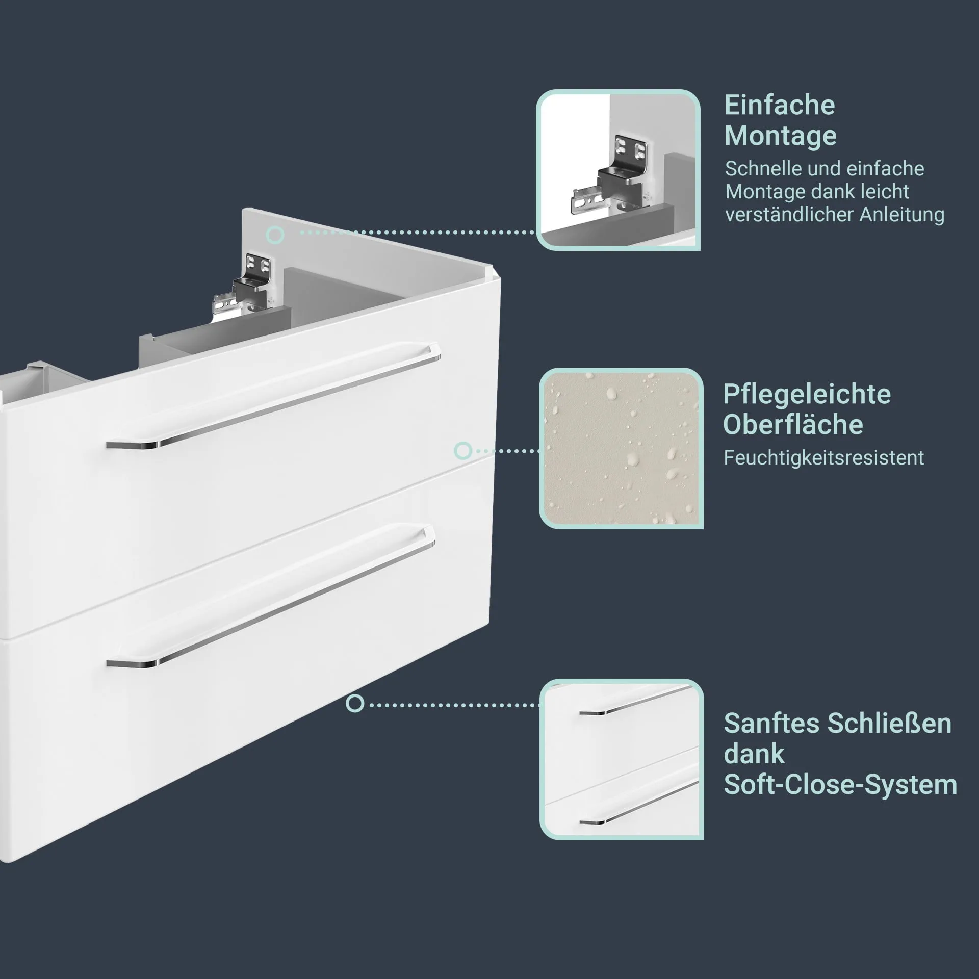FACKELMANN MILANO Waschbeckenunterschrank 80 cm breit, Weiß
