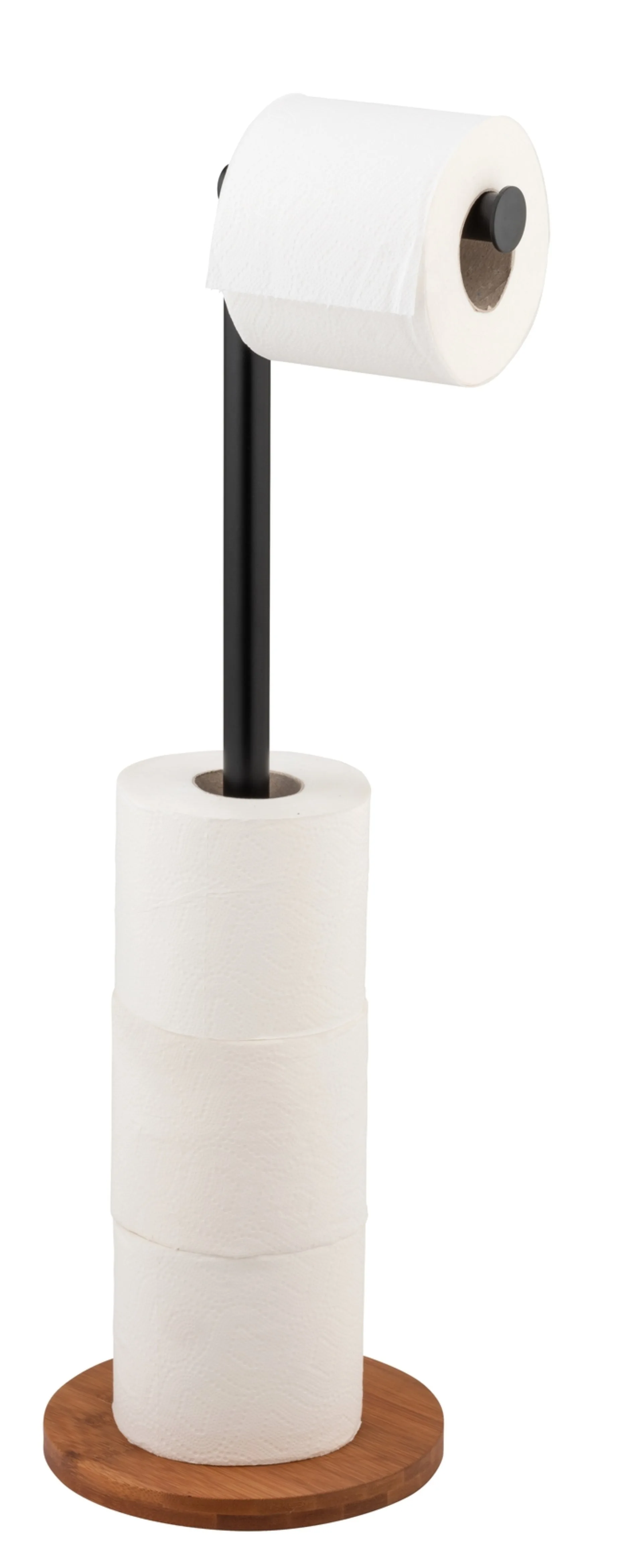 WENKO SERRO WC-Garnitur, Braun/Schwarz, mit Toilettenpapierhalter, aus Bambus, stehend