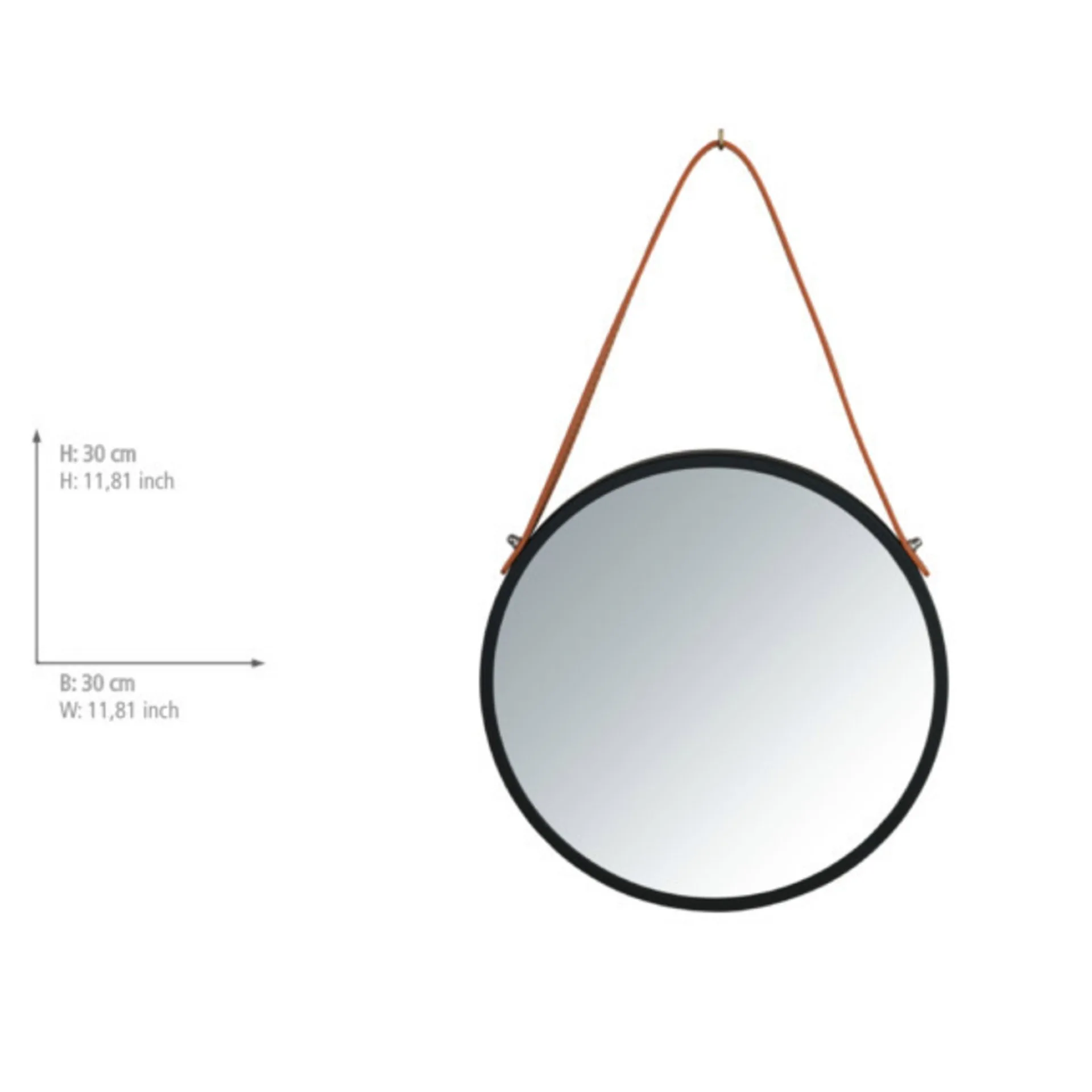 WENKO BORRONE Badspiegel Ø 30 cm, Schwarz/Braun