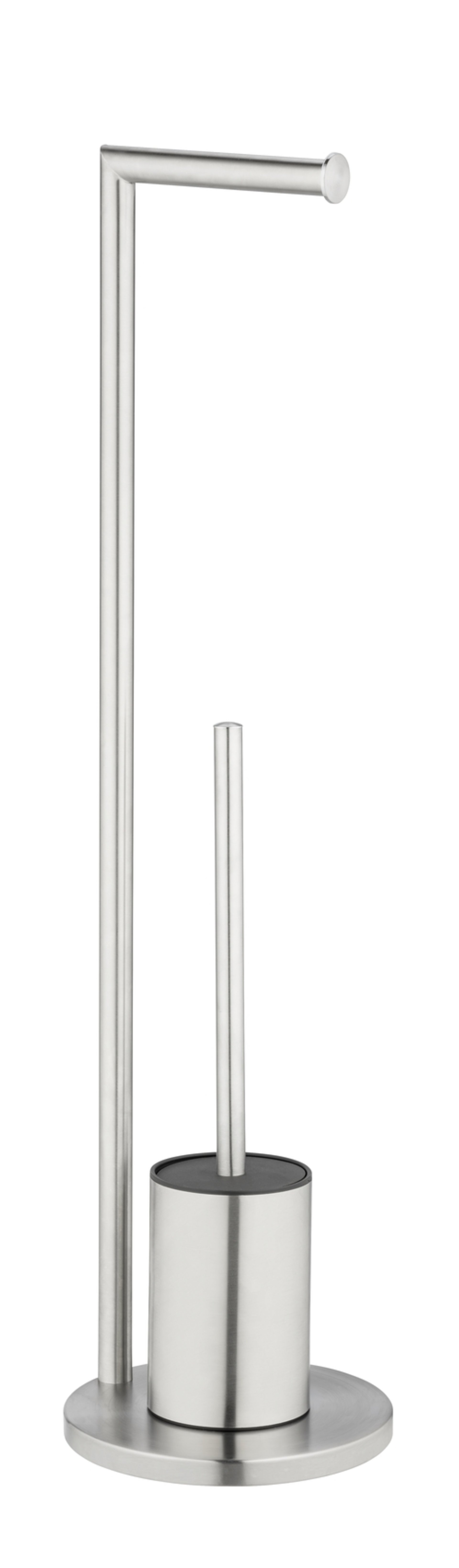 WENKO FERLA WC-Garnitur, Silber matt, mit Toilettenpapierhalter, stehend