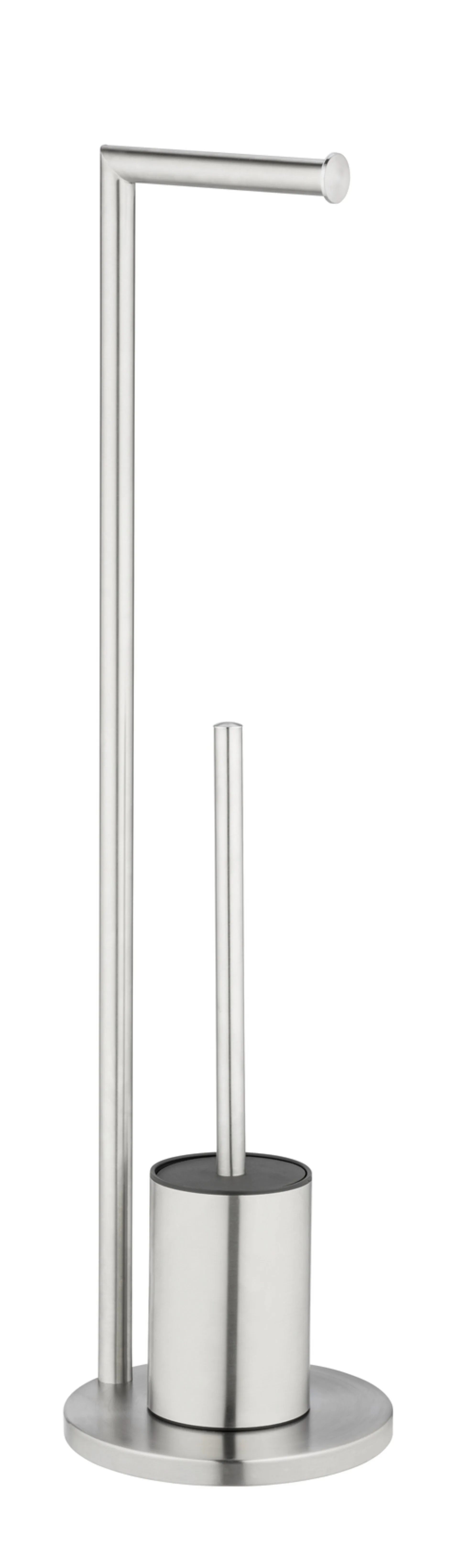WENKO FERLA WC-Garnitur, Silber matt, mit Toilettenpapierhalter, stehend