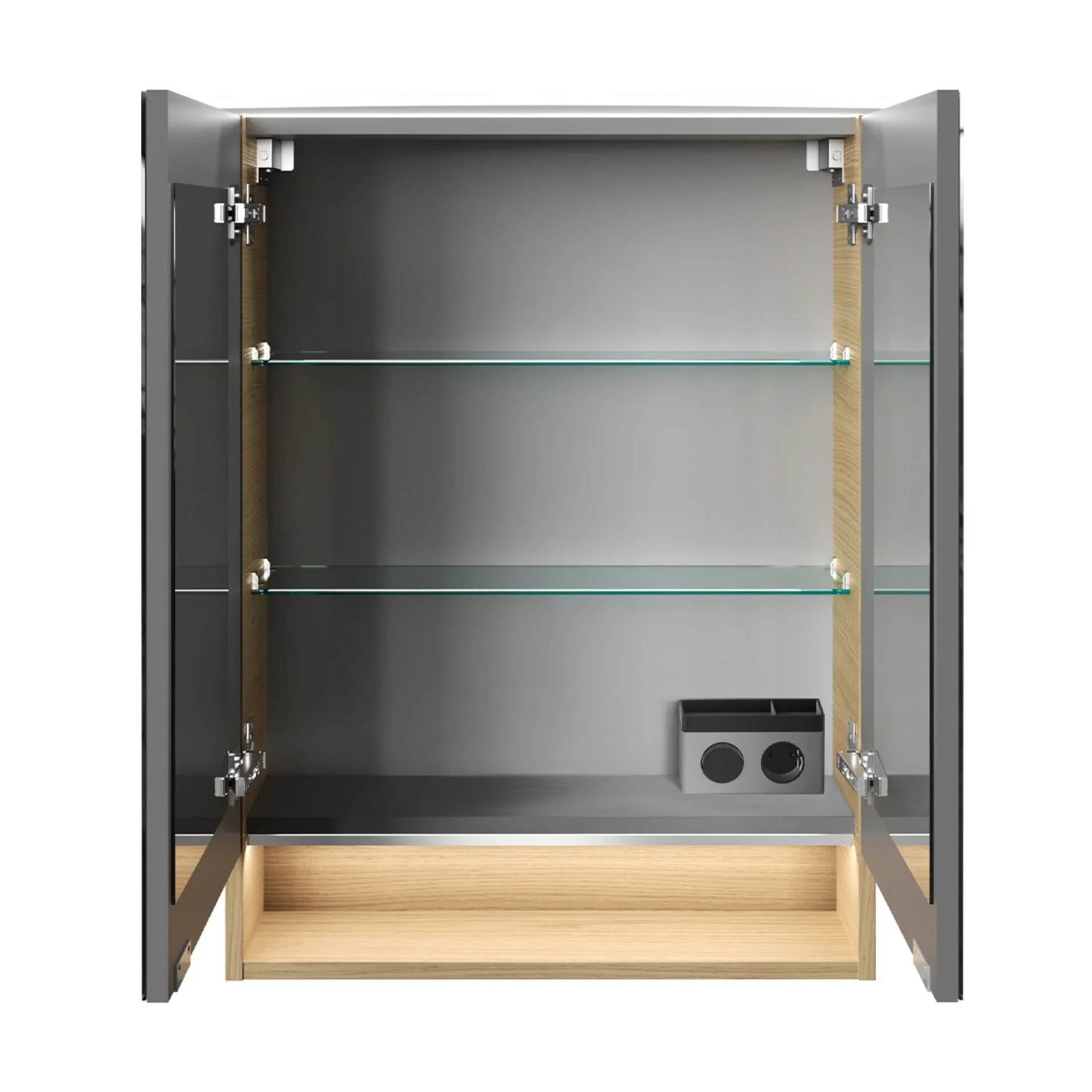 FACKELMANN B.STYLE LED Spiegelschrank 60 cm breit, Braun
