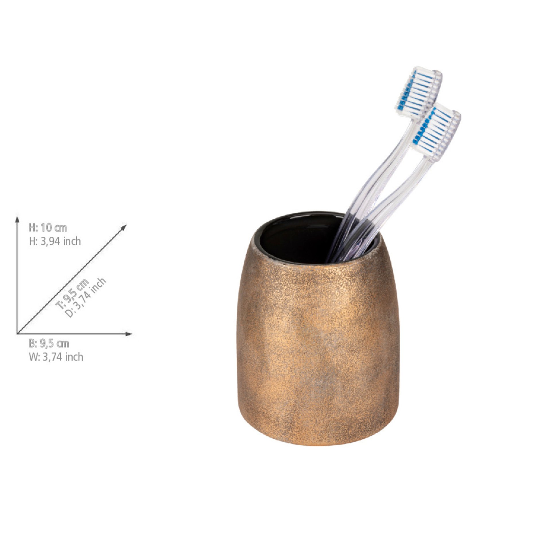 WENKO TREMEA Accessoire Set, Gold, Zahnputzbecher, Seifenspender, Keramik