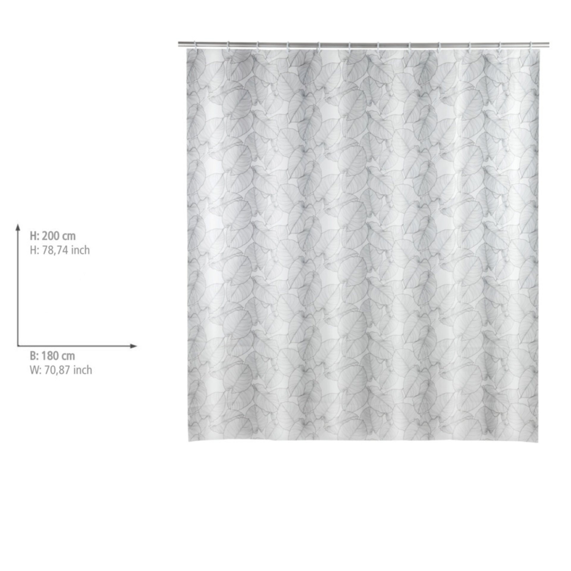 WENKO SAMOA Duschvorhang 180 x 200 cm, Weiß/Grau