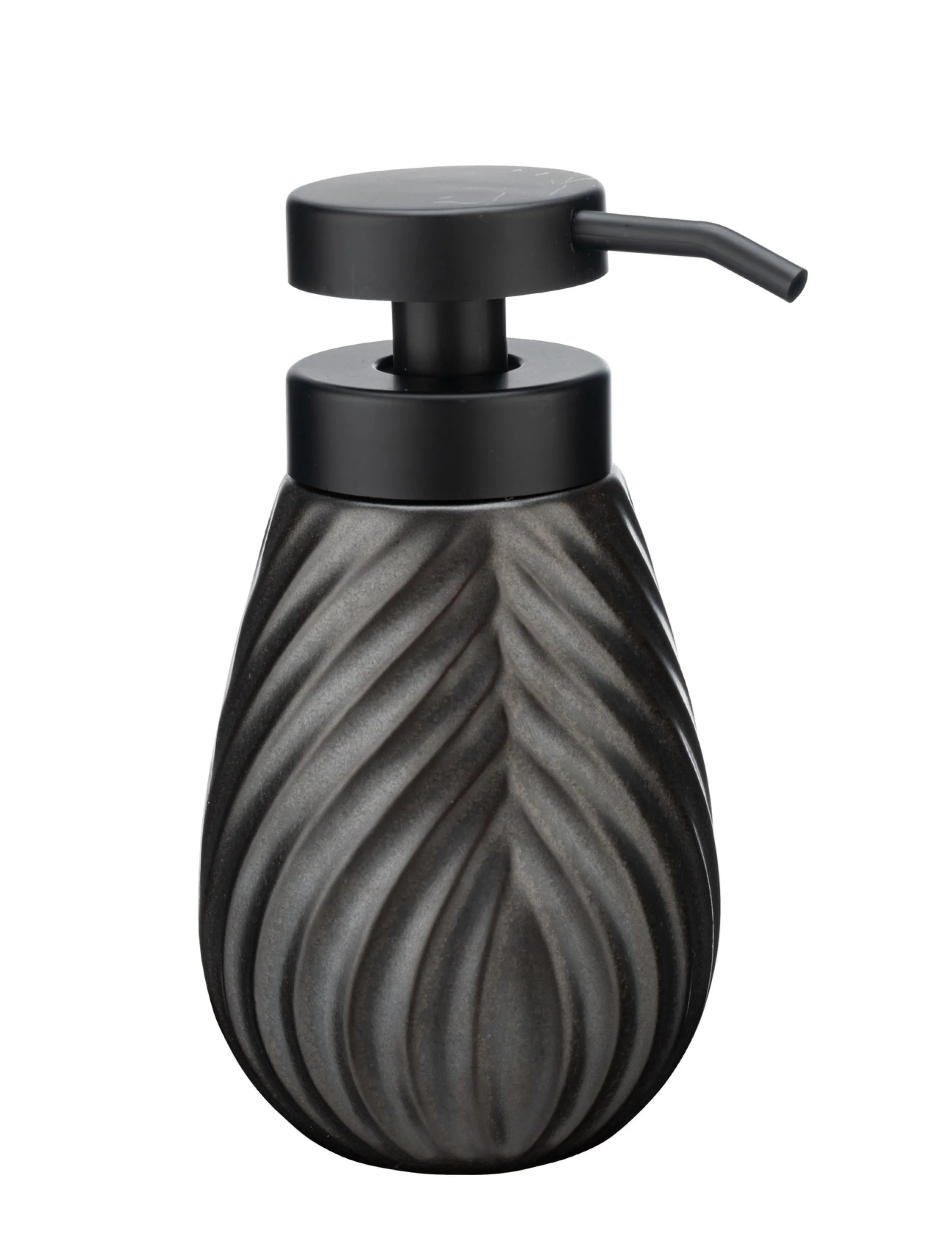 WENKO IDRO Accessoire Set, Schwarz, Zahnputzbecher, Seifenspender, Keramik