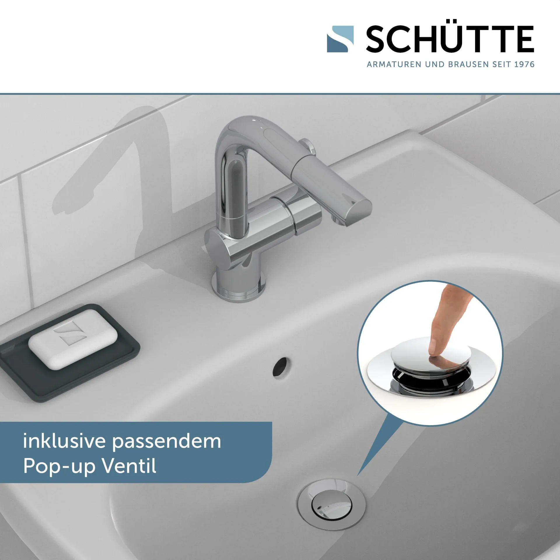 Schütte LONDON Waschtischarmatur, Chrom, mit herausziehbarer Haarbrause