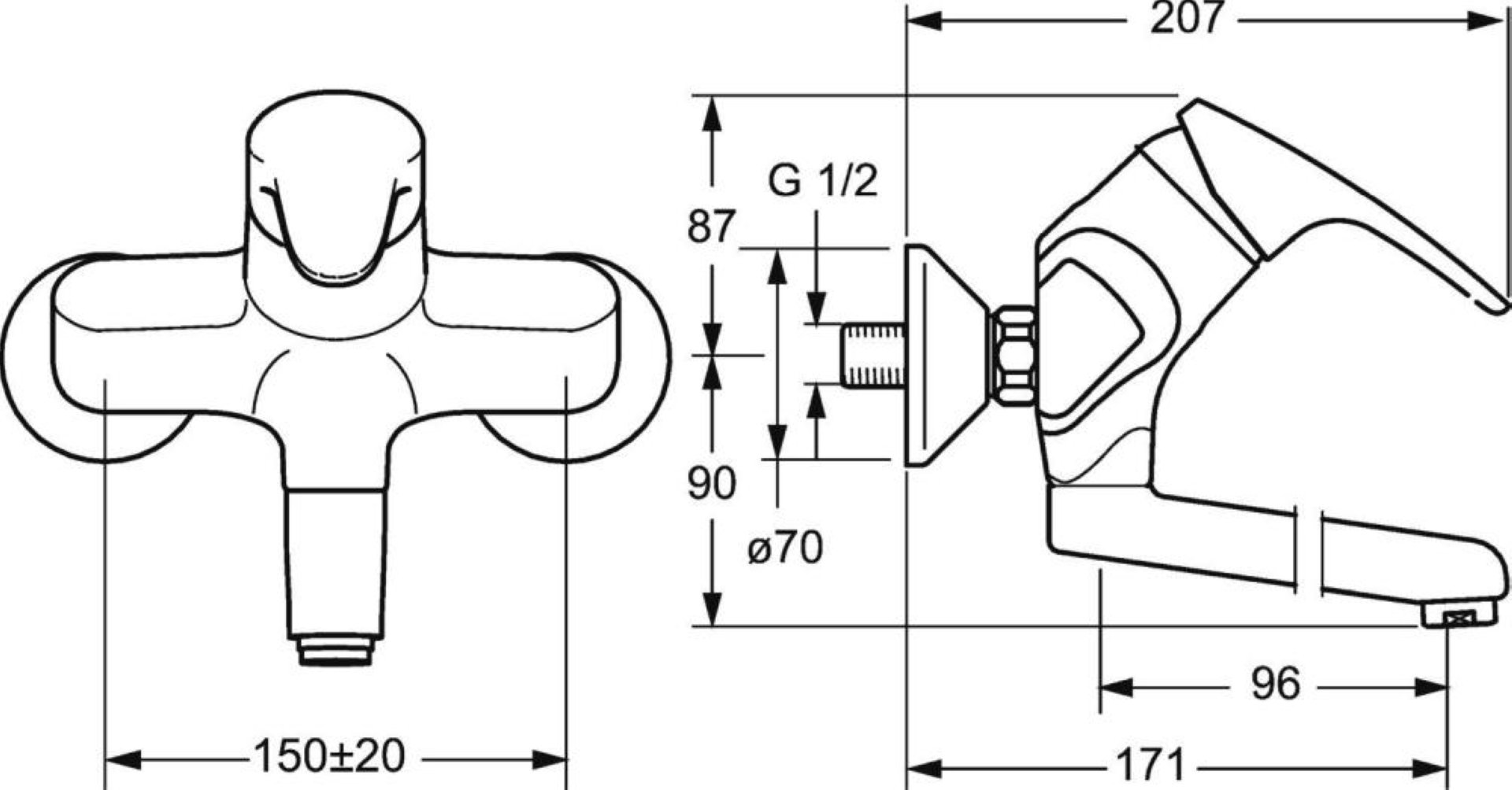 HANSA HANSAMIX Waschtischarmatur, Chrom, zur Wandmontage, mit absperrbarem S-Anschluss und Entleerung