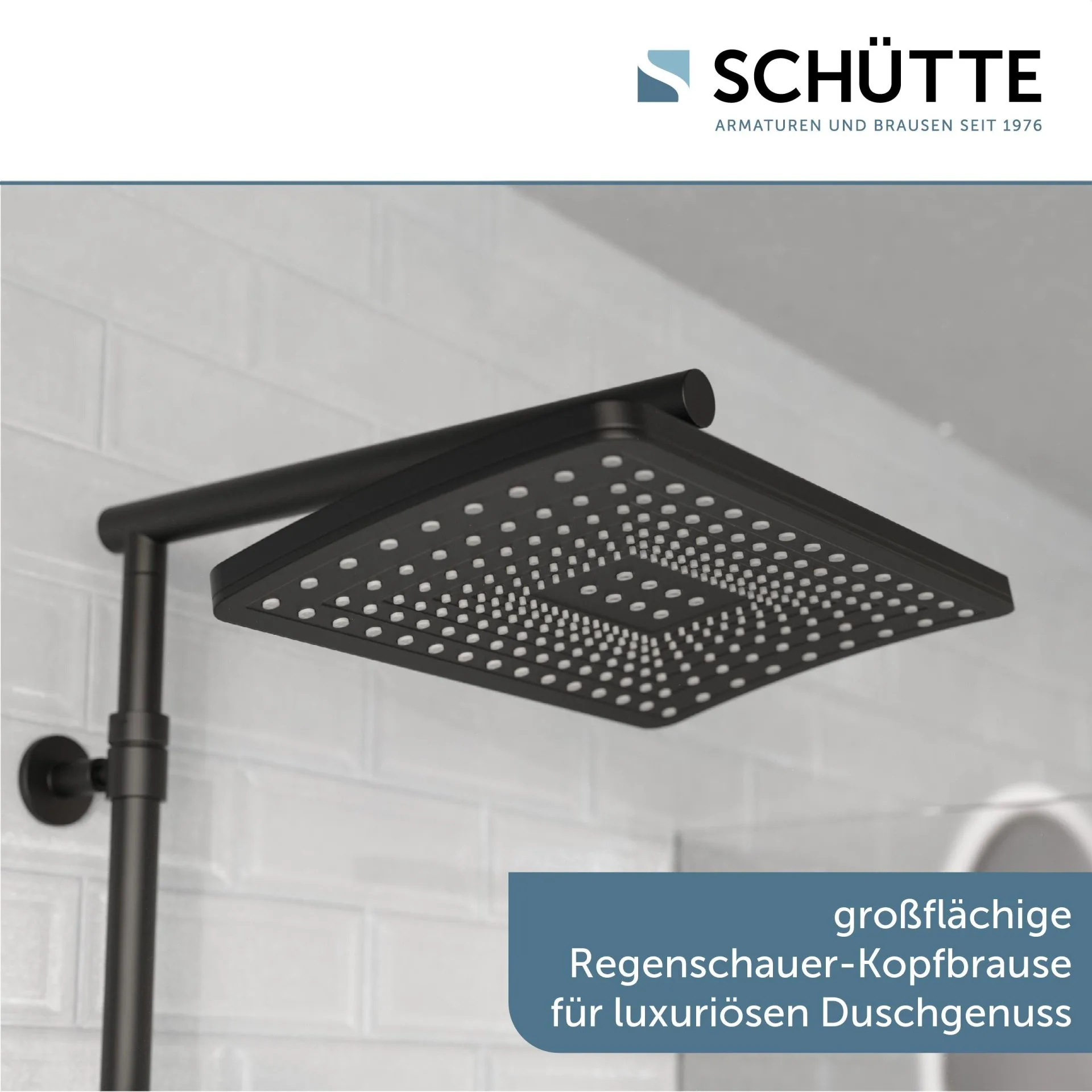 SCHÜTTE TRENTO Überkopf-Brauseset, Schwarz matt, mit Duschthermostat