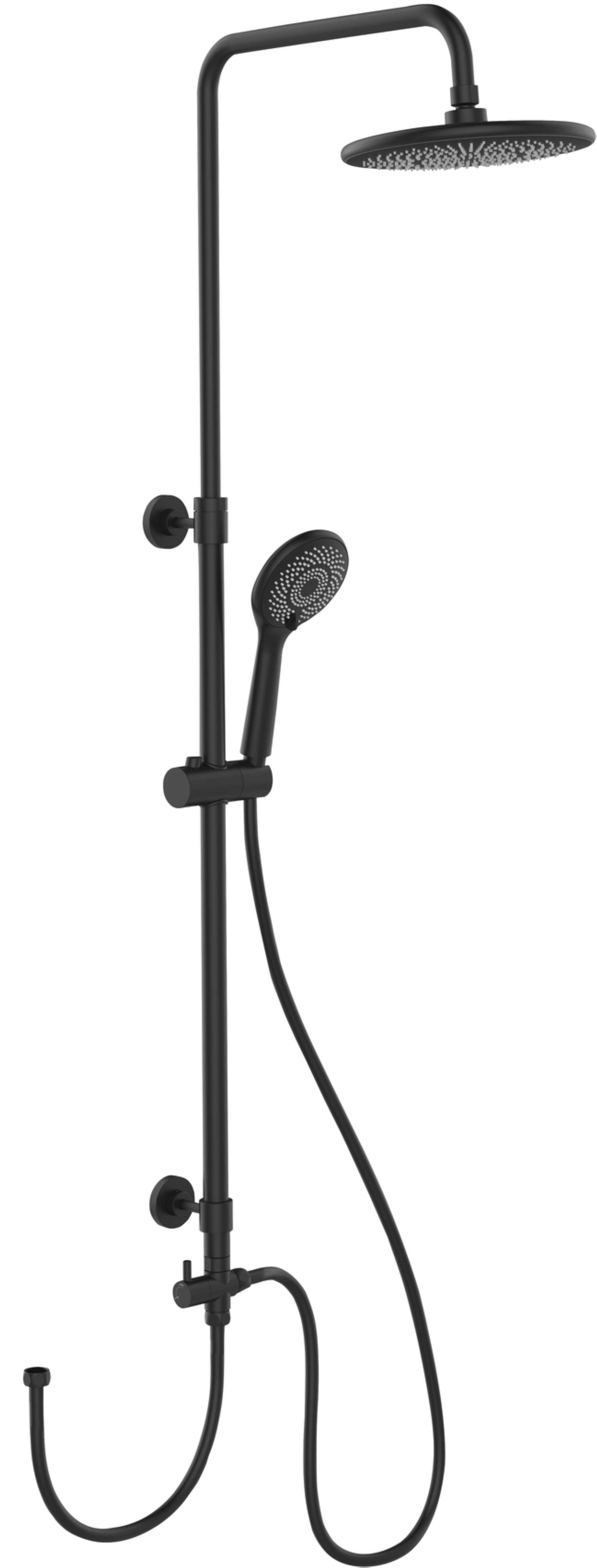 WENKO Duschsystem, Schwarz, mit Wassersparsystem, 3 verschiedene Wasserstrahlarten, Edelstahl