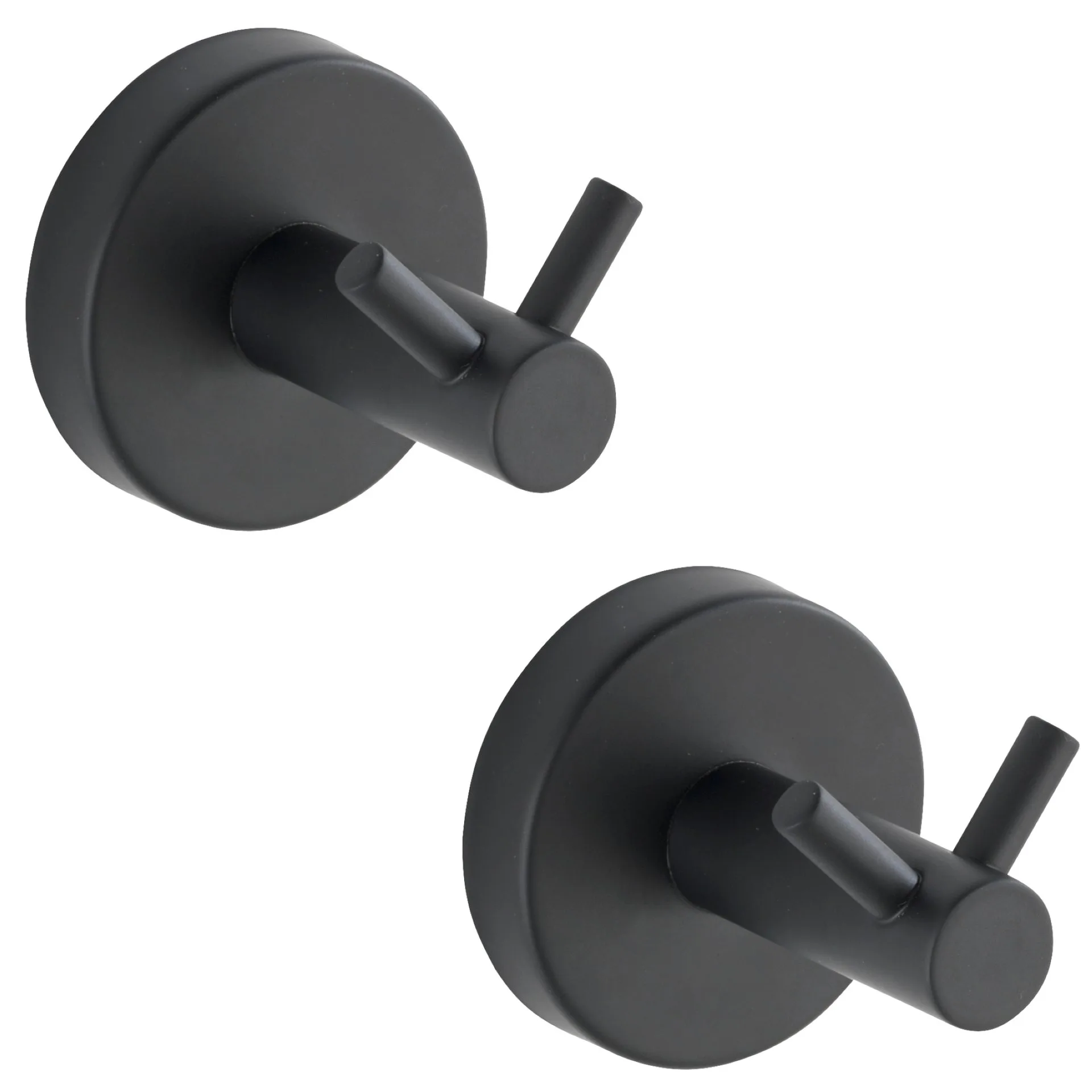 WENKO BOSIO Handtuchhaken, Schwarz matt, 2er Set