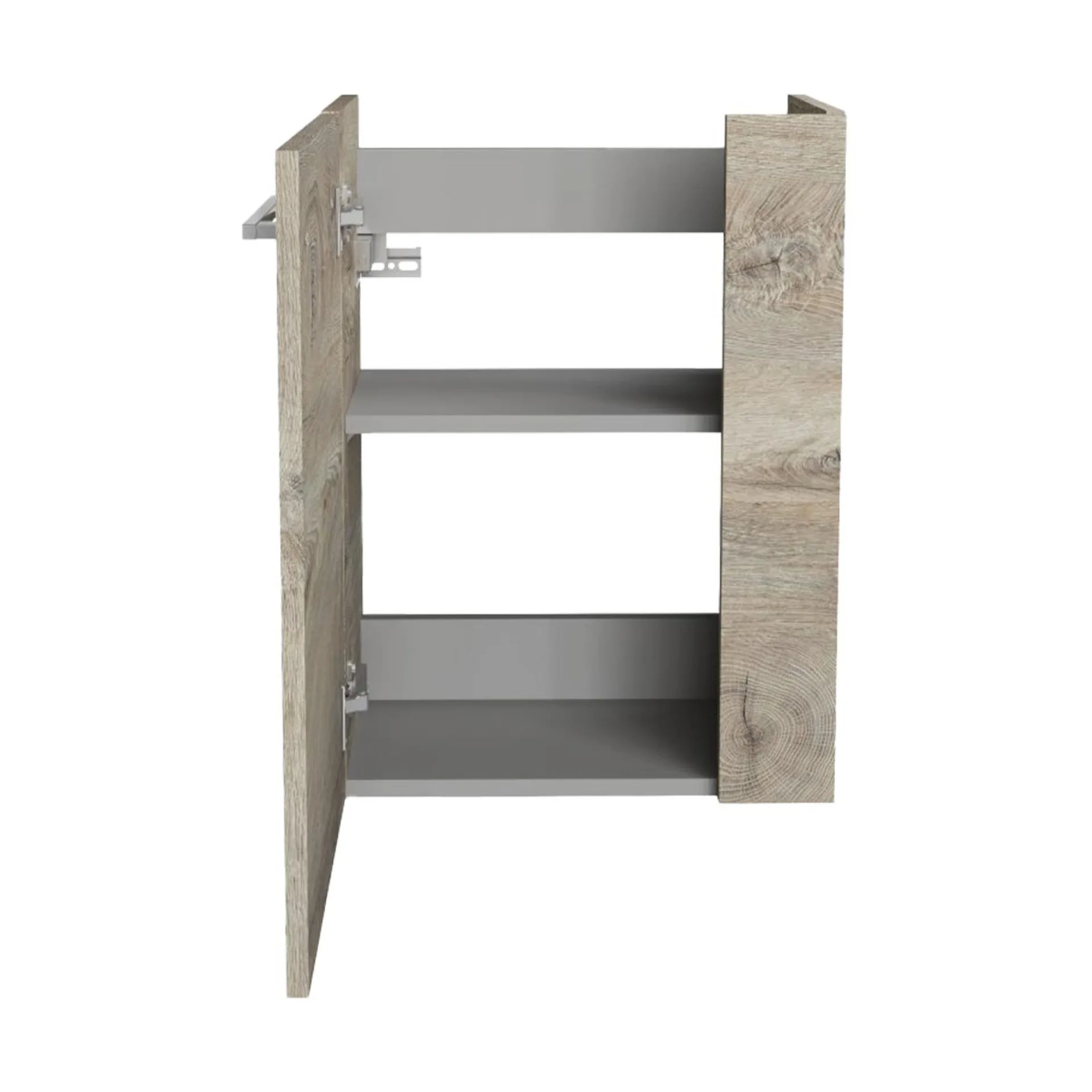 FACKELMANN SBC STANFORD Waschbeckenunterschrank Gäste WC 45 cm breit, Braun hell, Türanschlag links