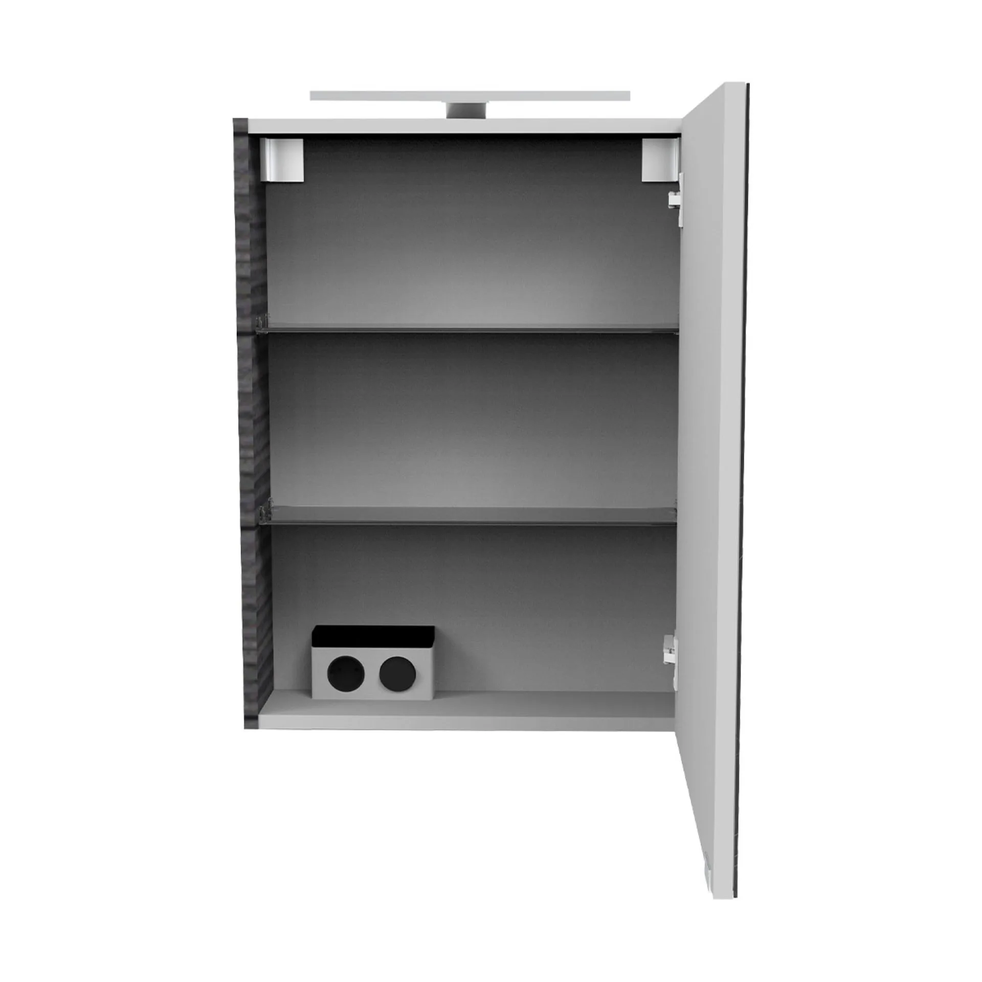 FACKELMANN SBC B.PERFEKT Gäste WC Waschtisch Set mit Spiegelschrank 55 cm breit, Anthrazit, Türanschlag rechts