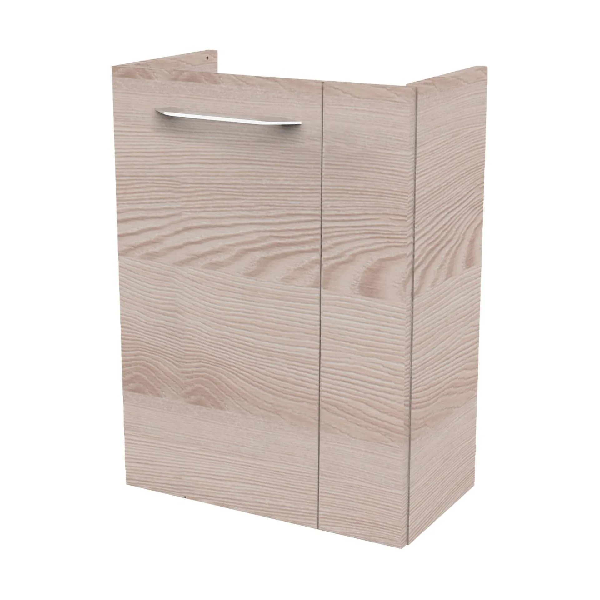 FACKELMANN SBC B.CLEVER Gäste WC Waschtisch Set 45 cm breit, Braun hell, Waschbecken Glas Weiß, Türanschlag links