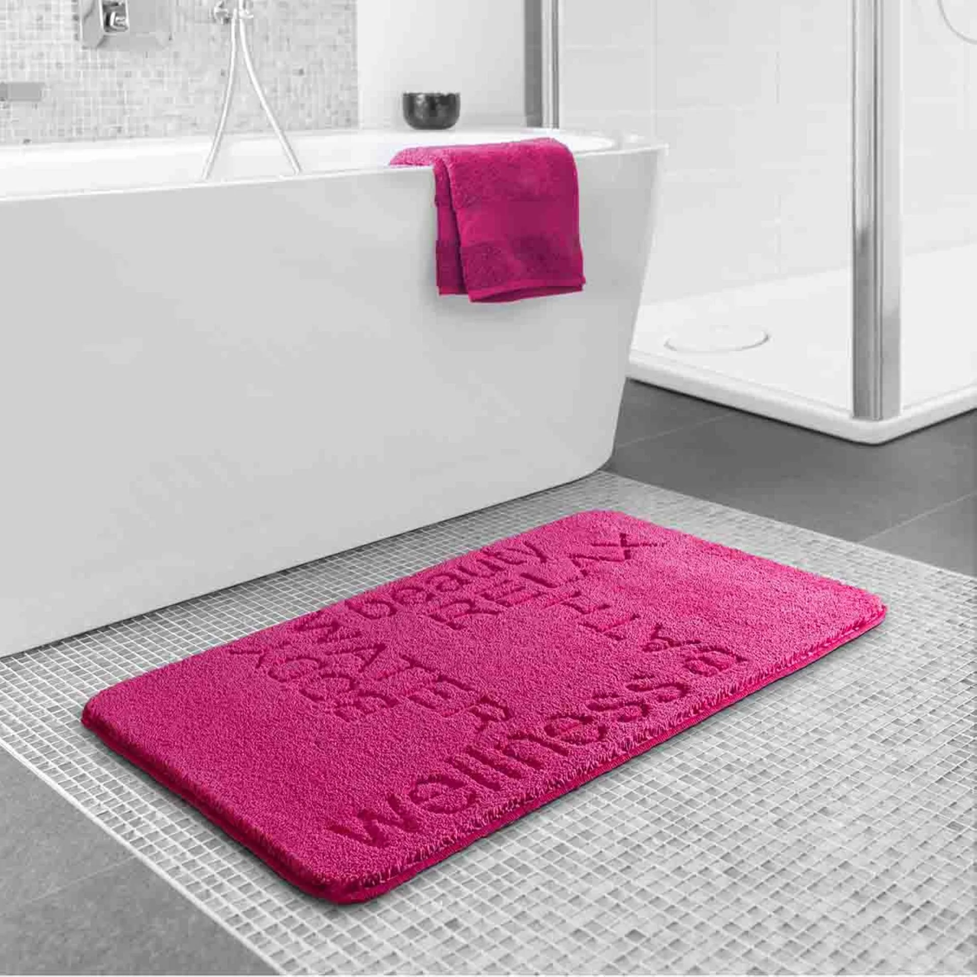 GRUND FEELING Badematte 60 x 100 cm Pink