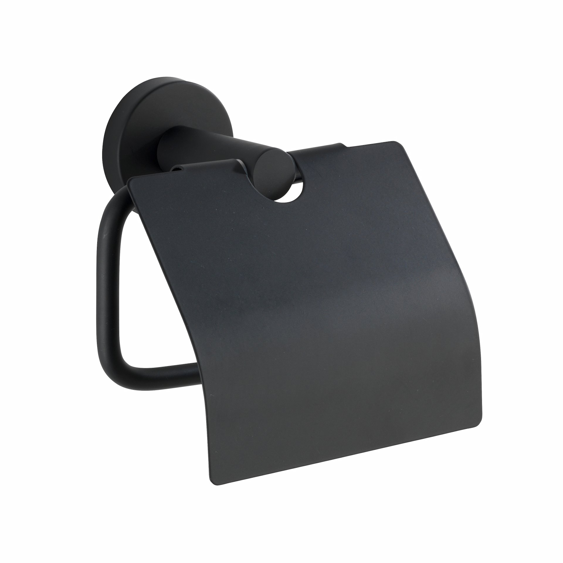 WENKO BOSIO Toilettenpapierhalter, Schwarz matt, Edelstahl rostfrei