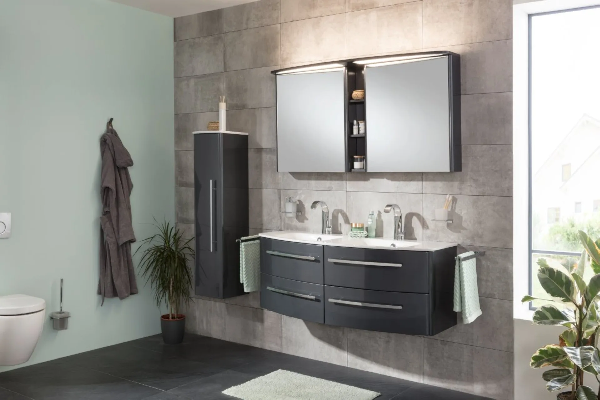 Lanzet CLASSICO Spiegelschrank 140 cm, Anthrazit