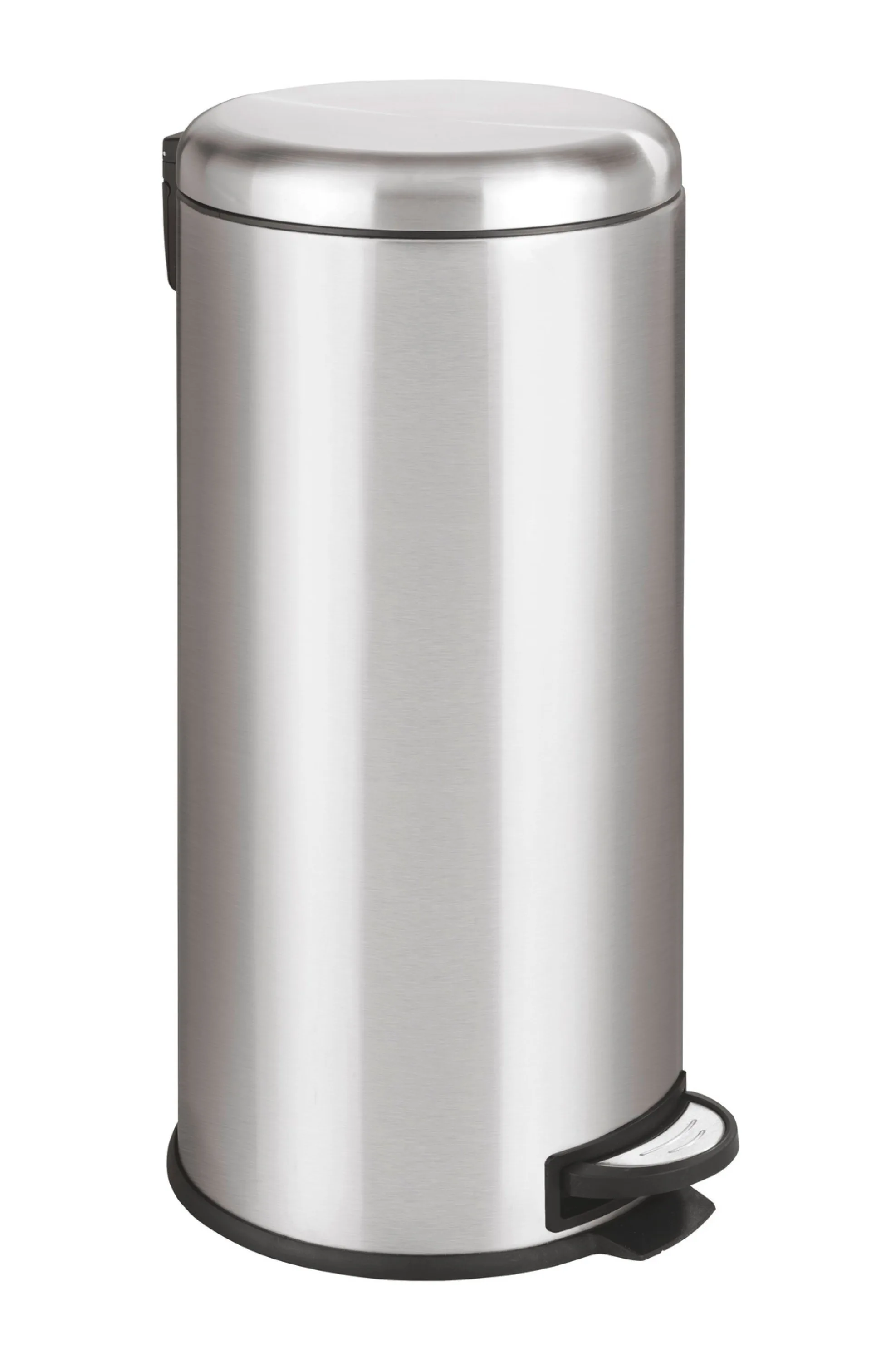 WENKO LEMAN Mülleimer 30 Liter, Silber, Easy Close, Edelstahl