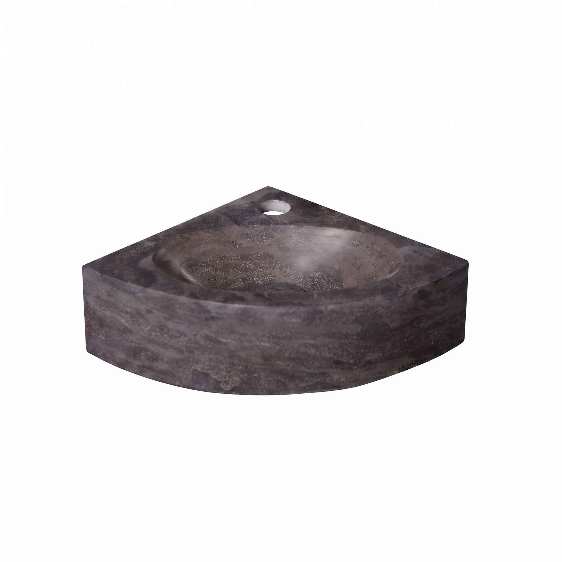 FORZALAQUA TURINO Waschbecken 30 cm breit, Bluestone, Naturstein, mit Hahnloch