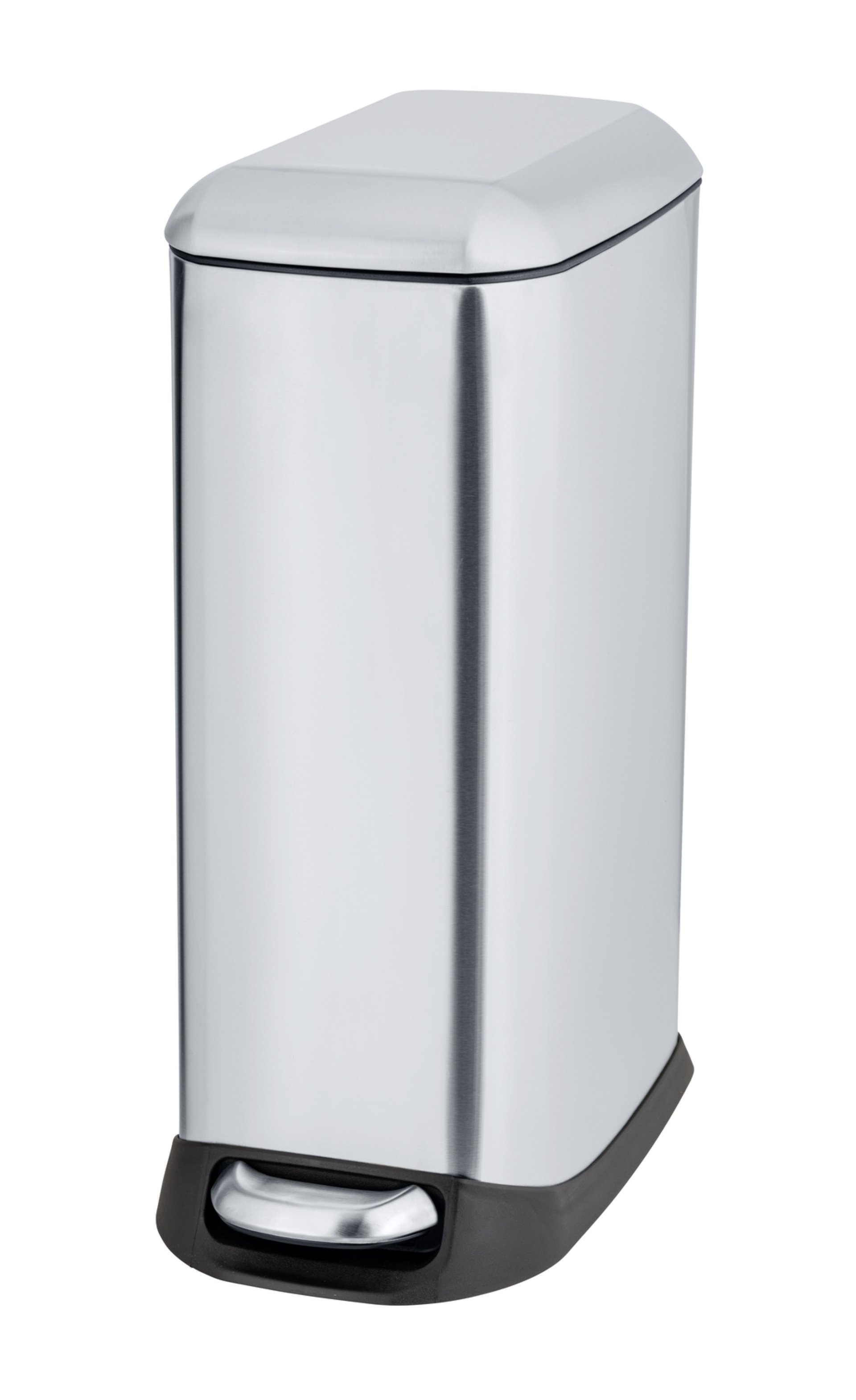 WENKO DESIGN Mülleimer 12 Liter, Silber, mit Absenkautomatik