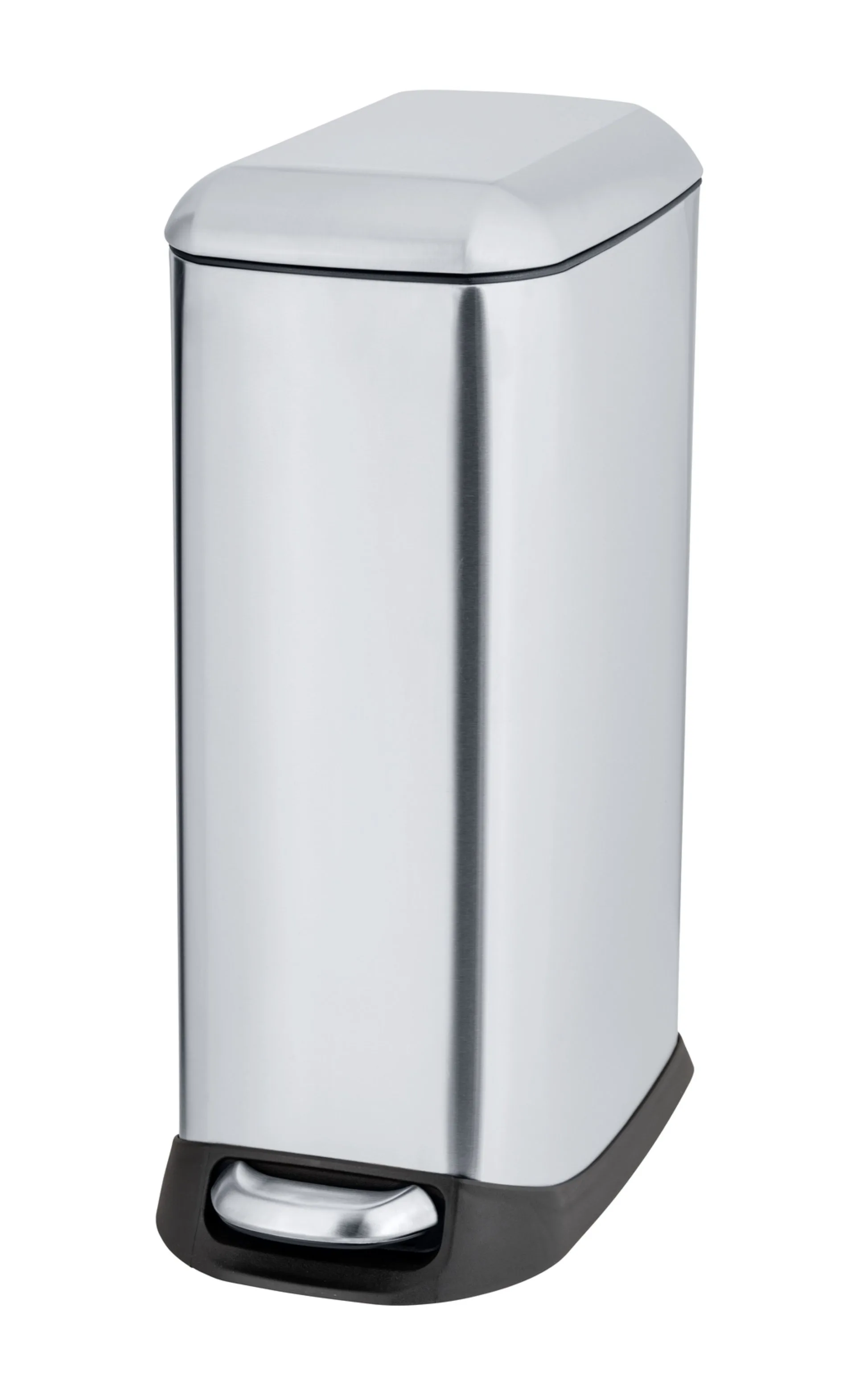 WENKO DESIGN Mülleimer 12 Liter, Silber, mit Absenkautomatik