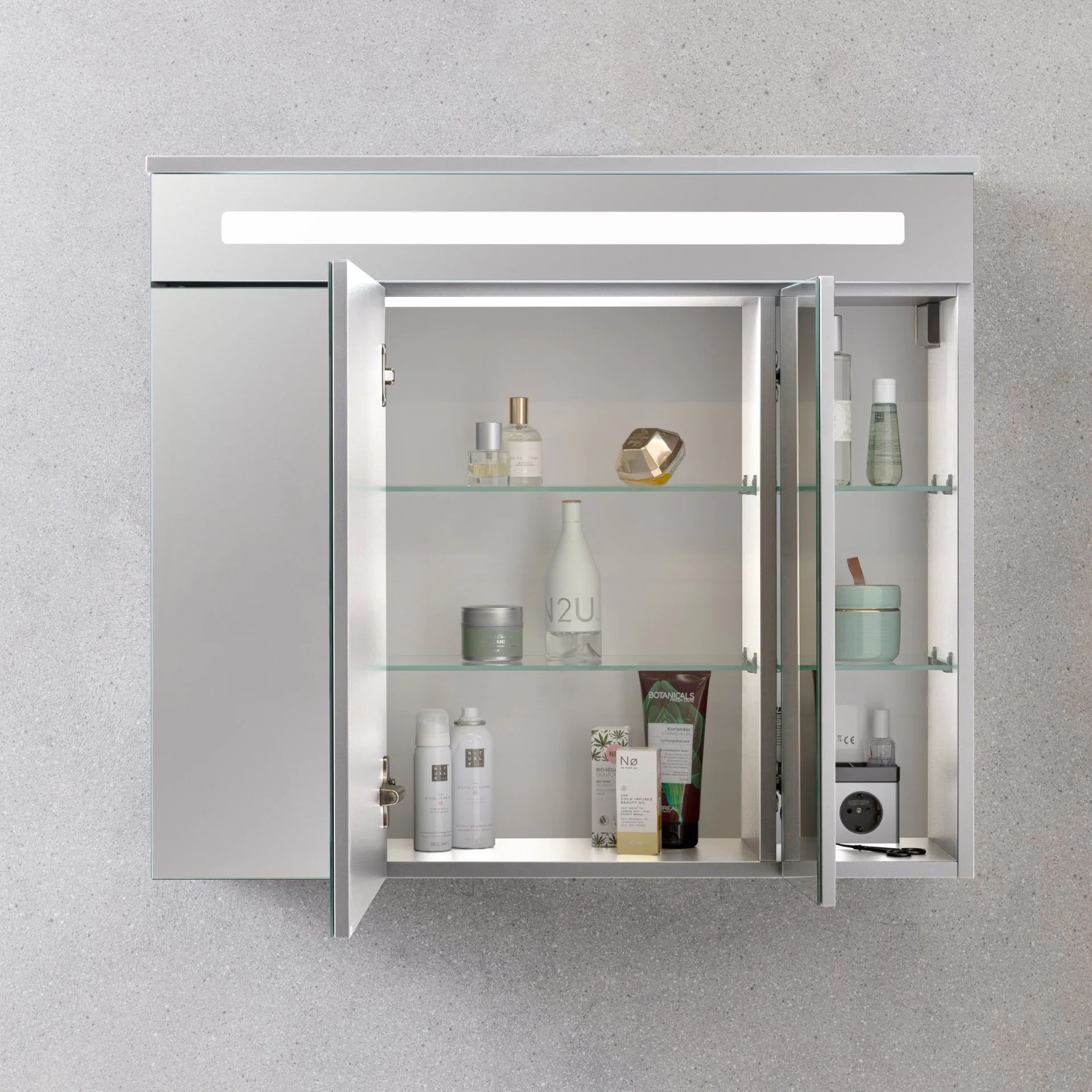 FACKELMANN KARA Waschtisch Set mit Spiegelschrank 80 cm breit, Weiß, Waschbecken Gussmarmor Weiß, 1 Schublade