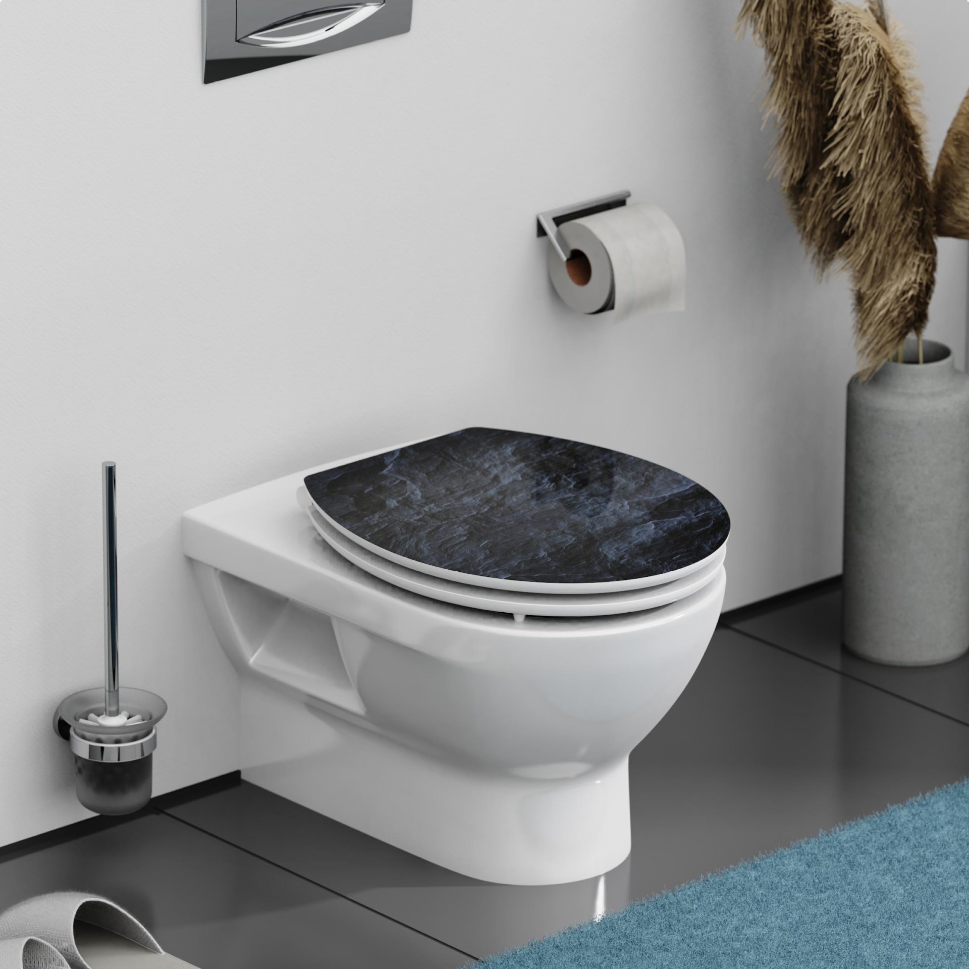 SCHÜTTE BLACK STONE WC-Sitz, MDF HG, mit Absenkautomatik