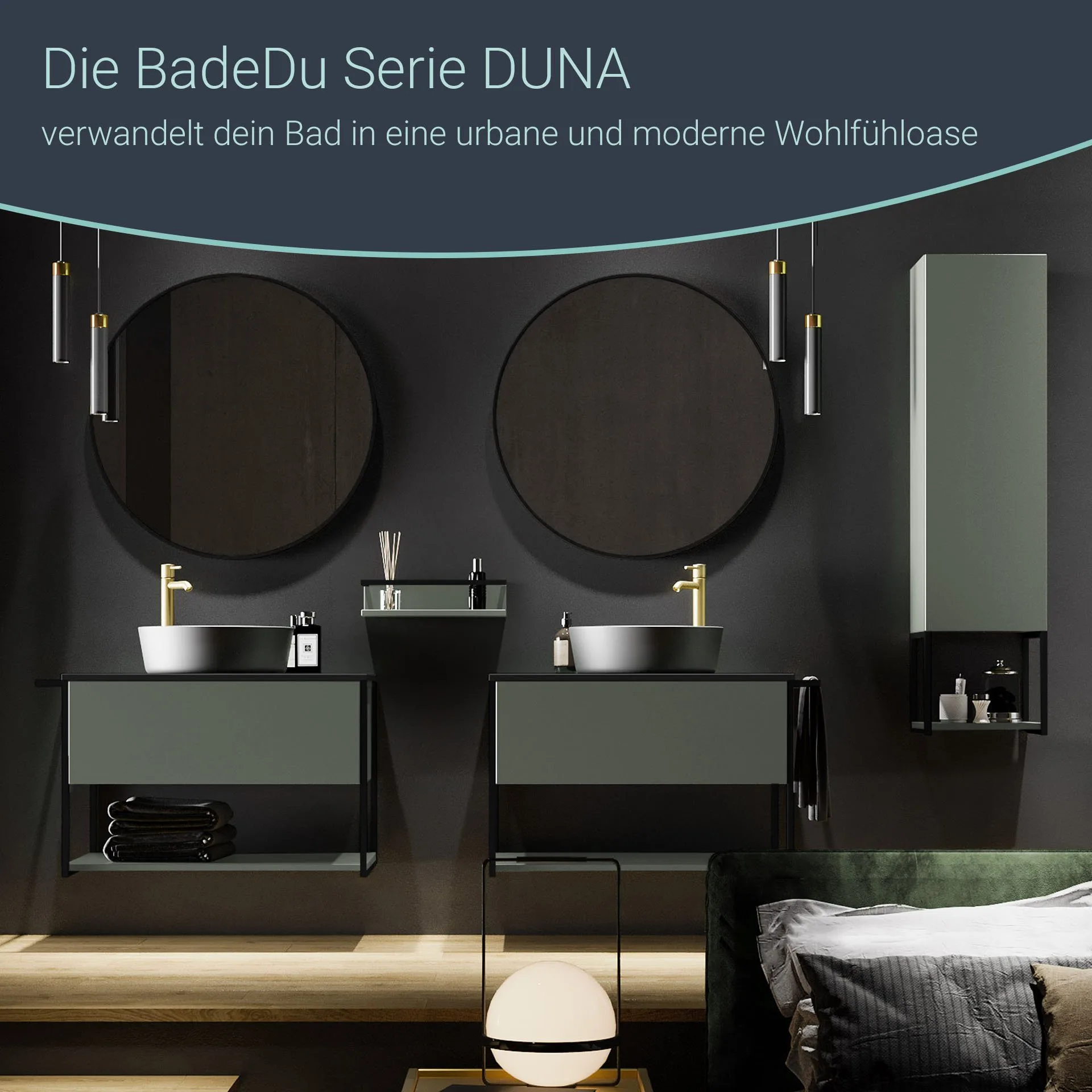 BADEDU Spiegel Ø 80 cm, Gold