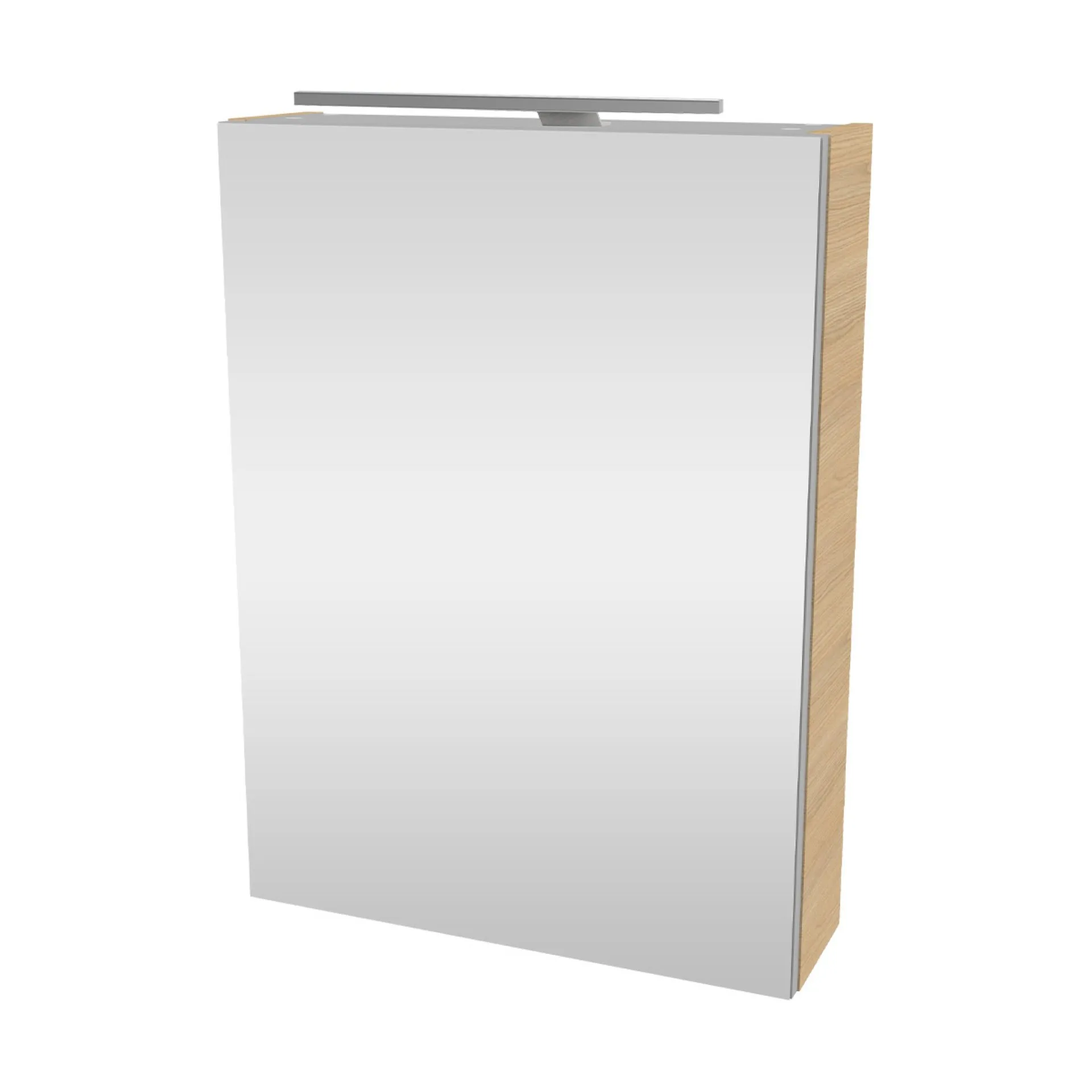 FACKELMANN SBC B.STYLE Gäste WC Spiegelschrank 50 cm breit, Braun, Türanschlag links + Aufsatzleuchte