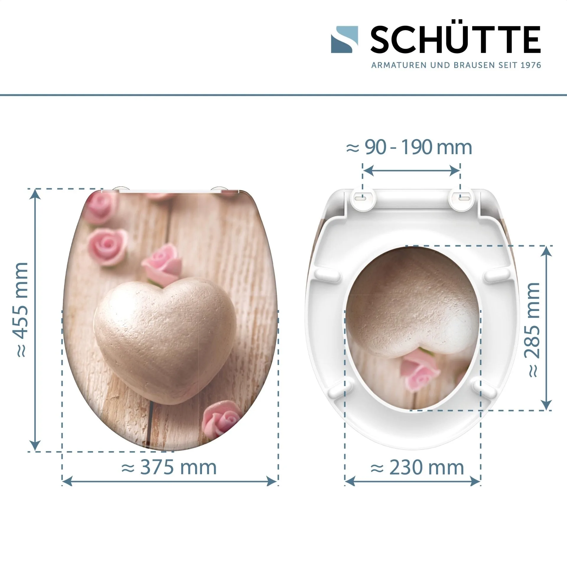 SCHÜTTE ROMANTIC WC-Sitz, Kunststoff, mit Absenkautomatik und Schnellverschluss