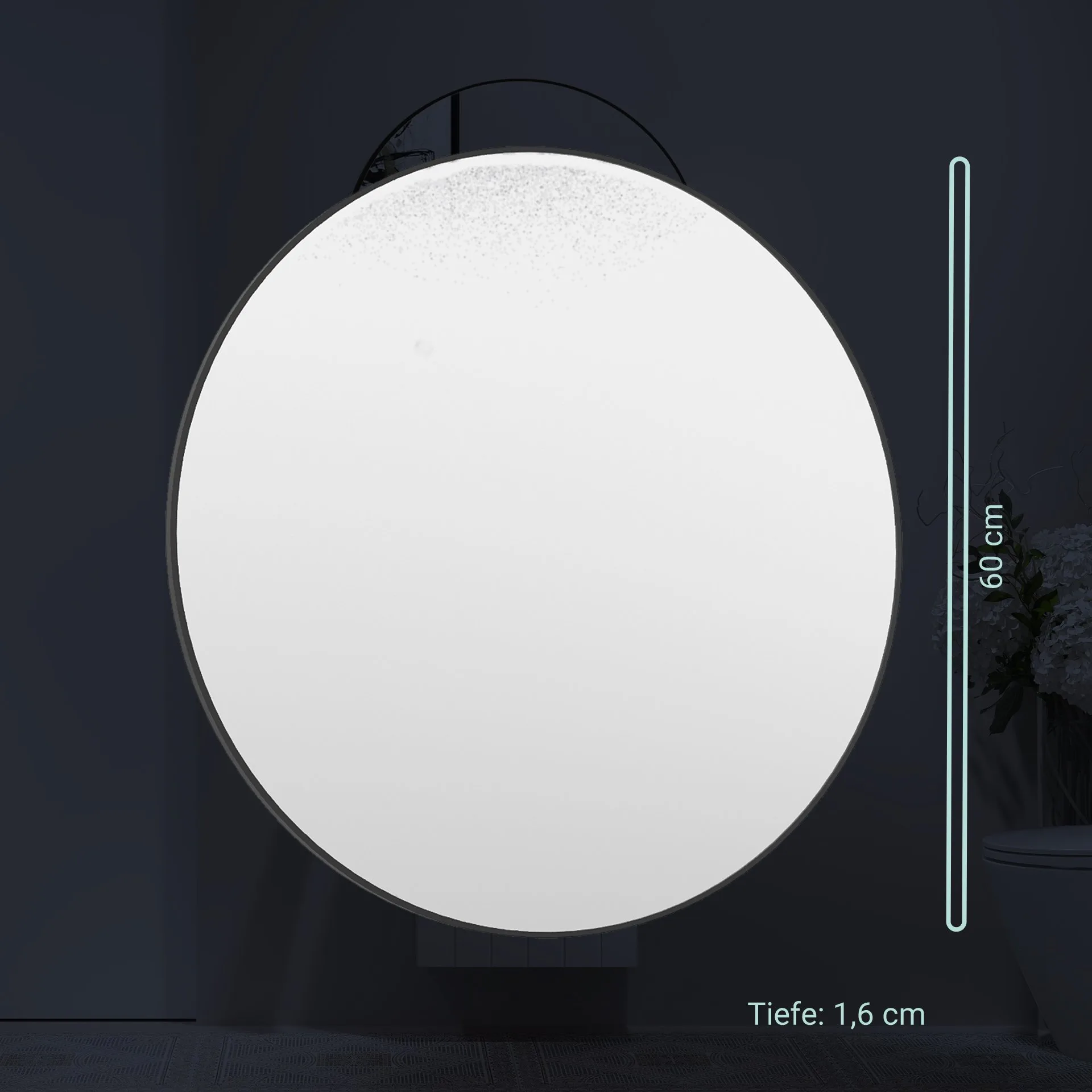 BADEDU IMPERO Spiegel Ø 80 cm, Schwarz, rund